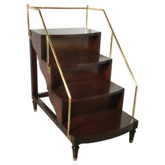 Antique Edwardian Mahogany and Brass Library Steps