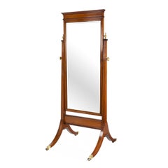 Miroir oval édouardien à cadre pivotant en acajou et laque incrustée