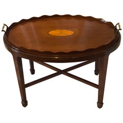 Edwardian Mahogany and Fan Inlaid Low Tray Table, Side, Coffee