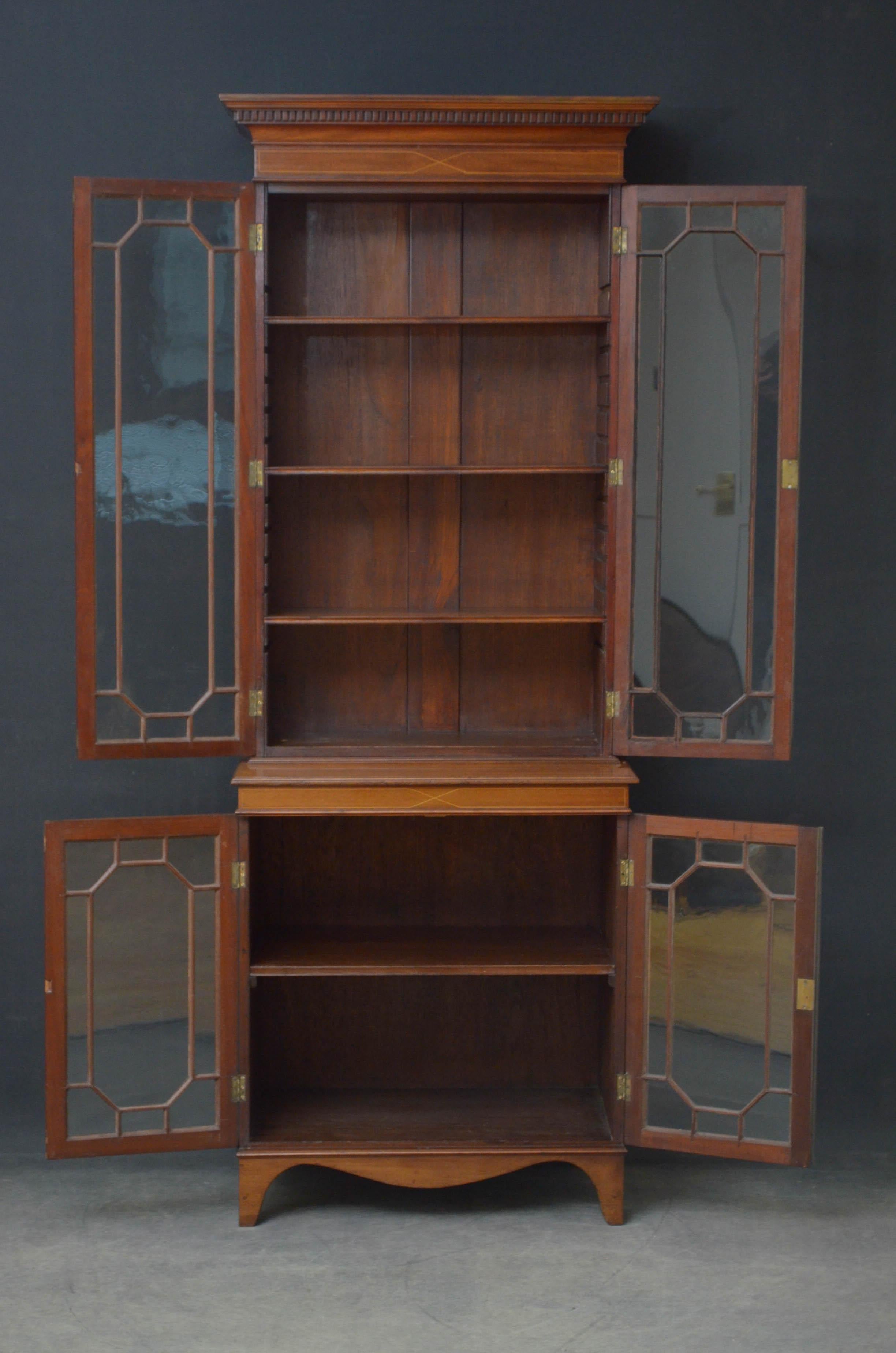 Victorian Edwardian Mahogany and Inlaid Bookcase