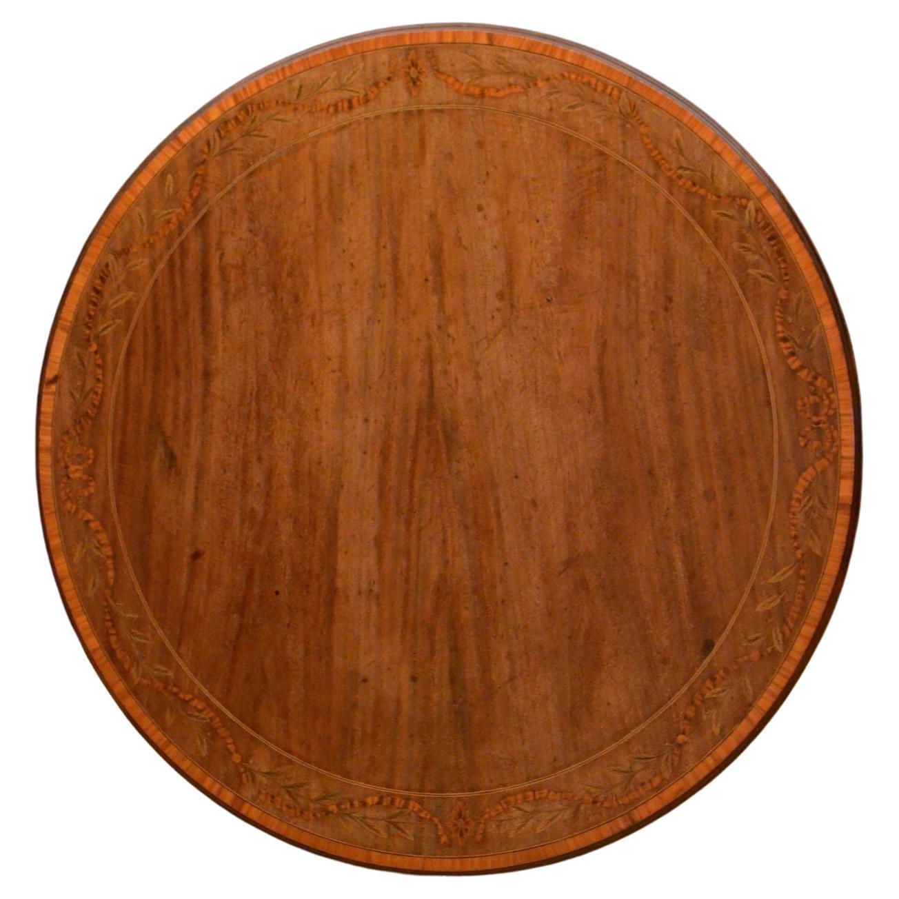 Table de centre édouardienne en acajou et marqueterie