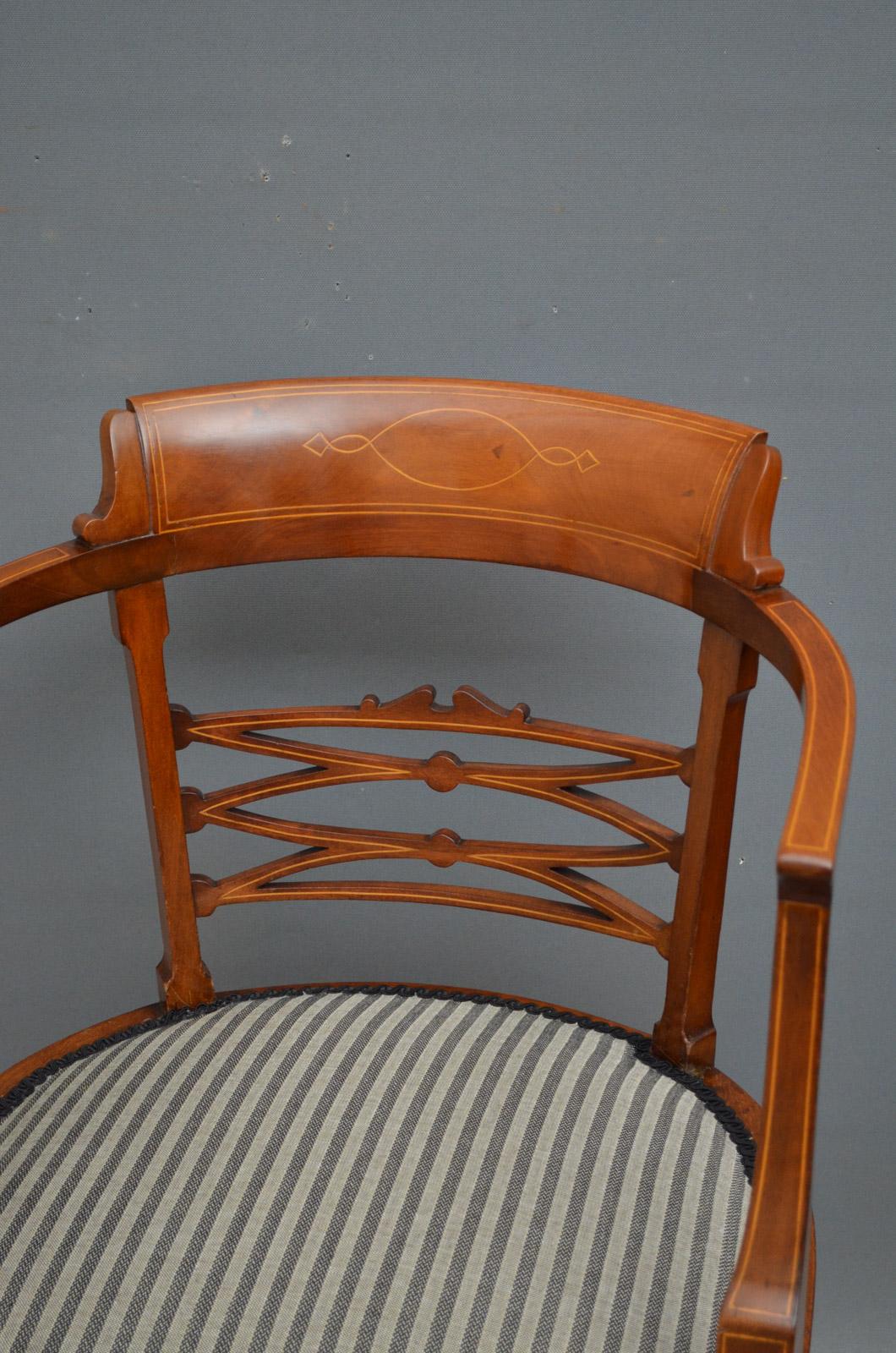 English Edwardian Mahogany and Inlaid Chair