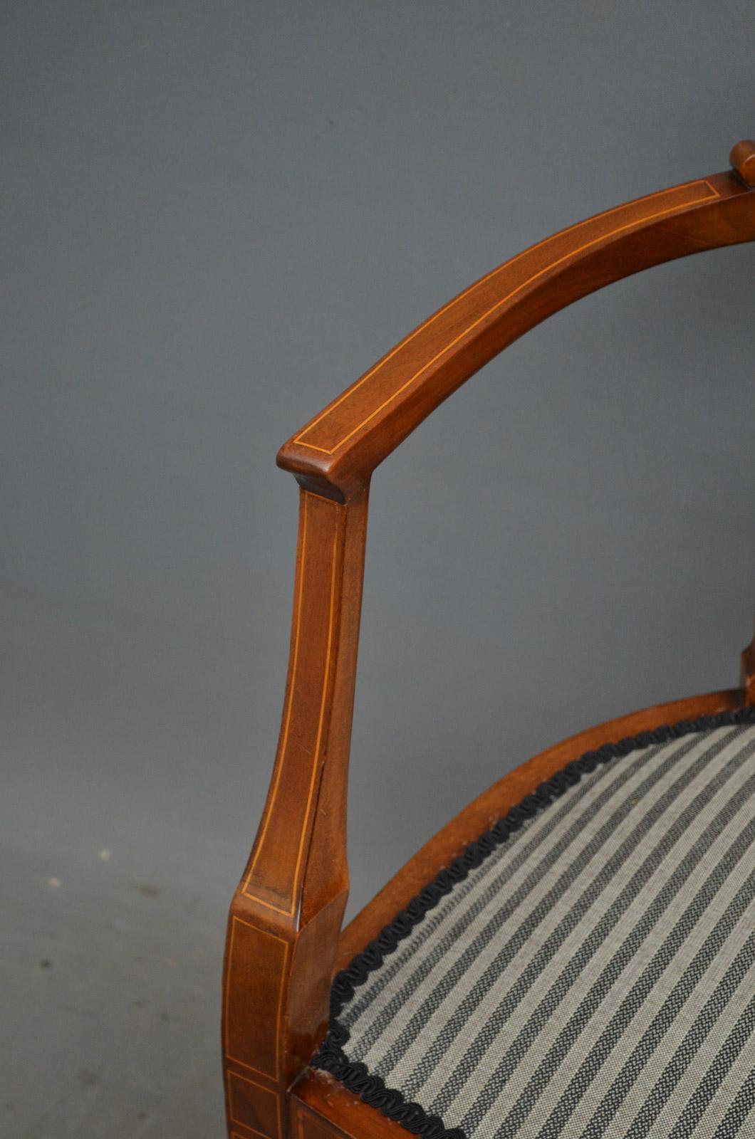 Edwardian Mahogany and Inlaid Chair In Good Condition In Whaley Bridge, GB