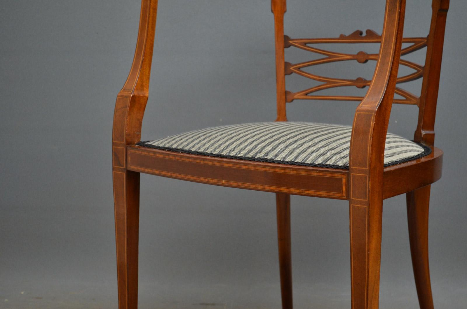 Edwardian Mahogany and Inlaid Chair 1