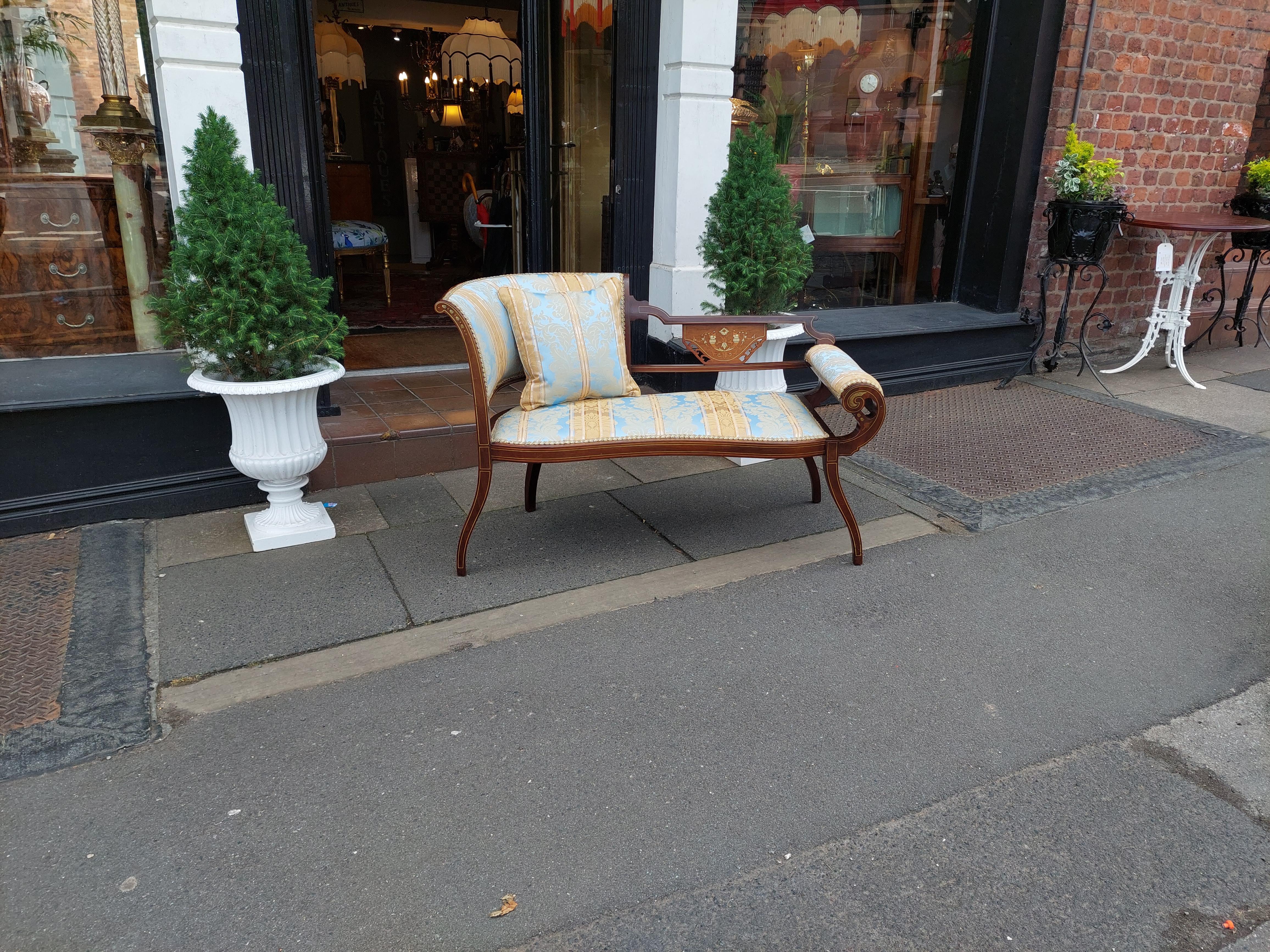 Edoardiano Chaise longue edoardiana in mogano e intarsio in vendita