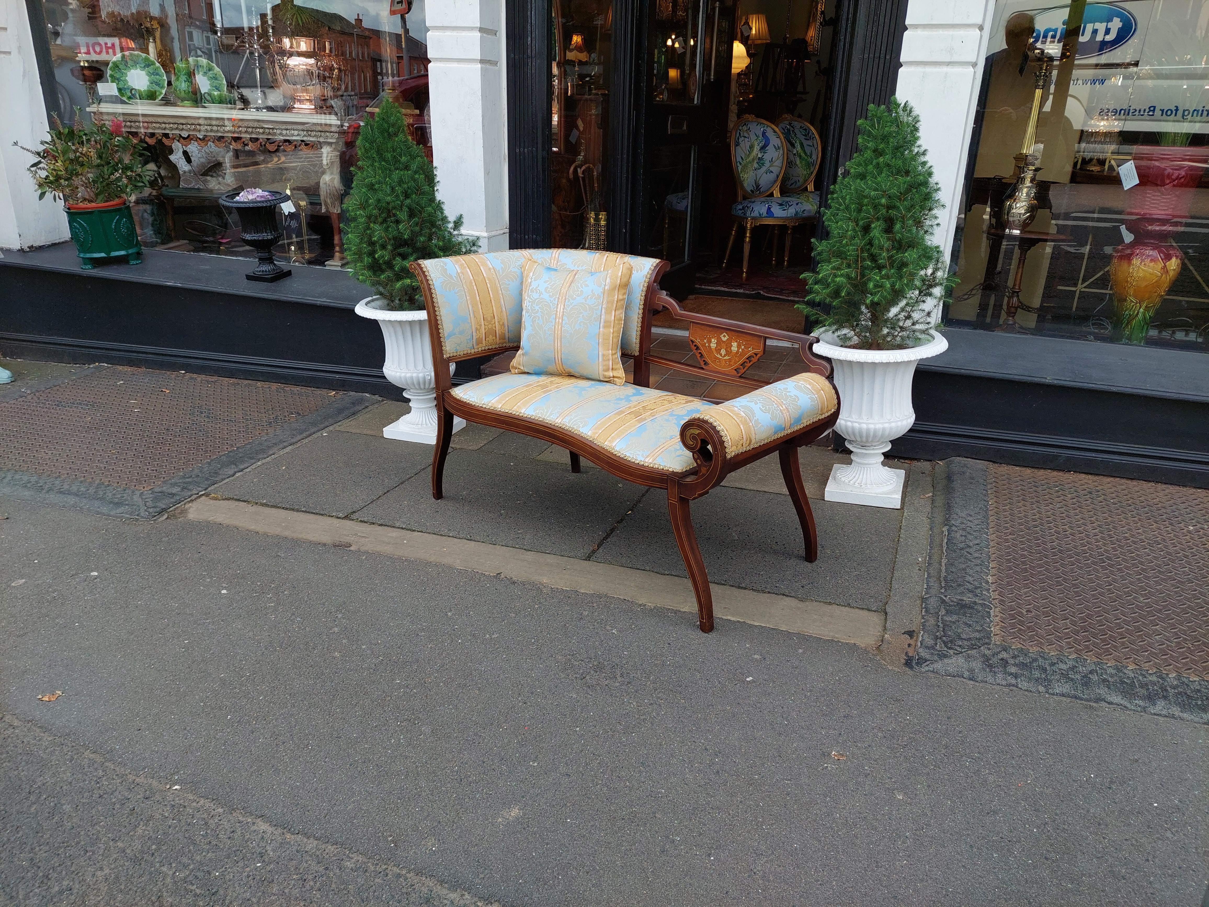 Inglese Chaise longue edoardiana in mogano e intarsio in vendita