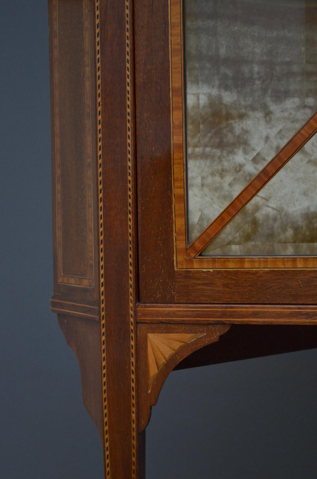 Edwardian Mahogany and Inlaid Corner Display Cabinet 3