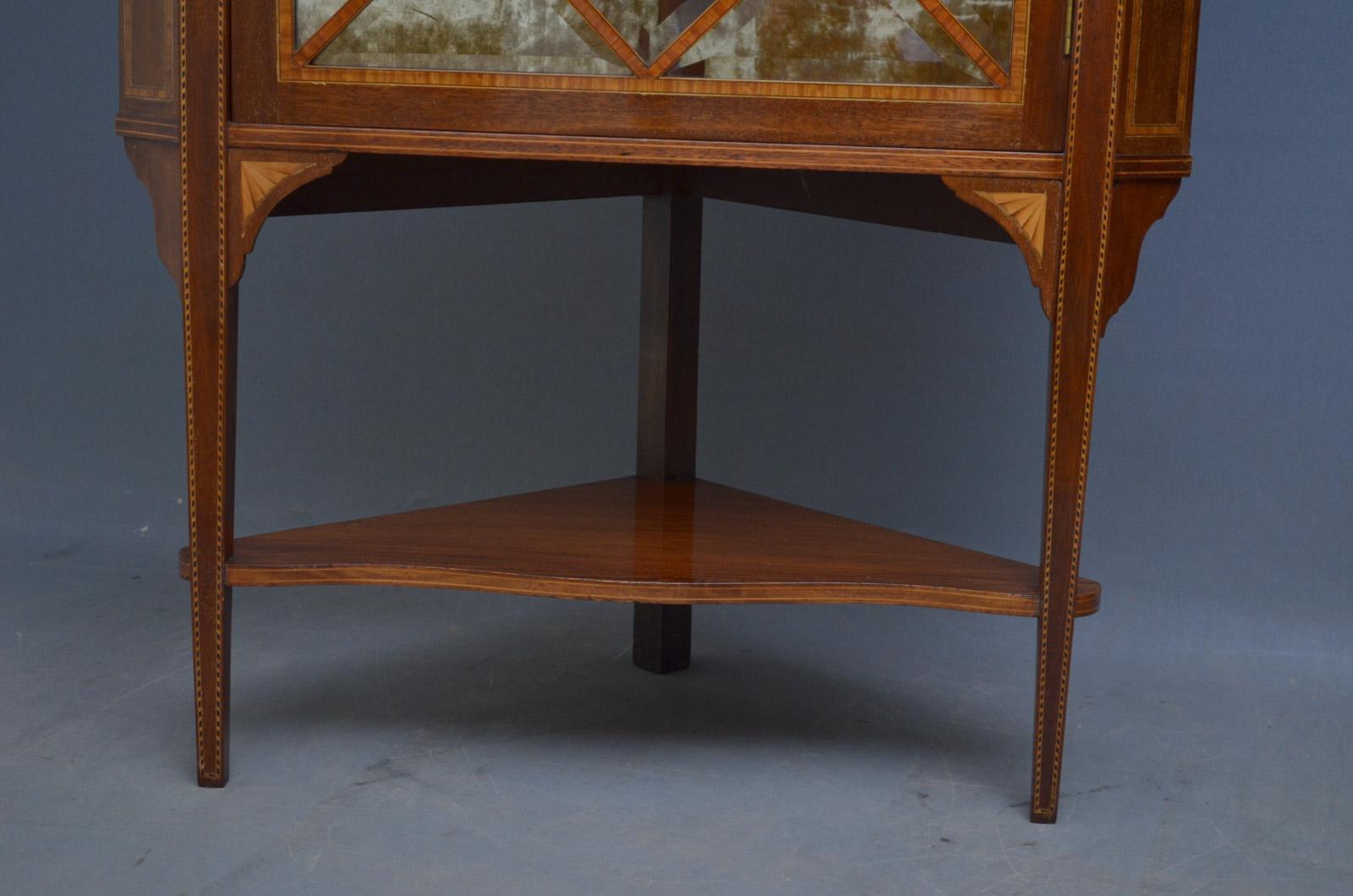 Edwardian Mahogany and Inlaid Corner Display Cabinet 4