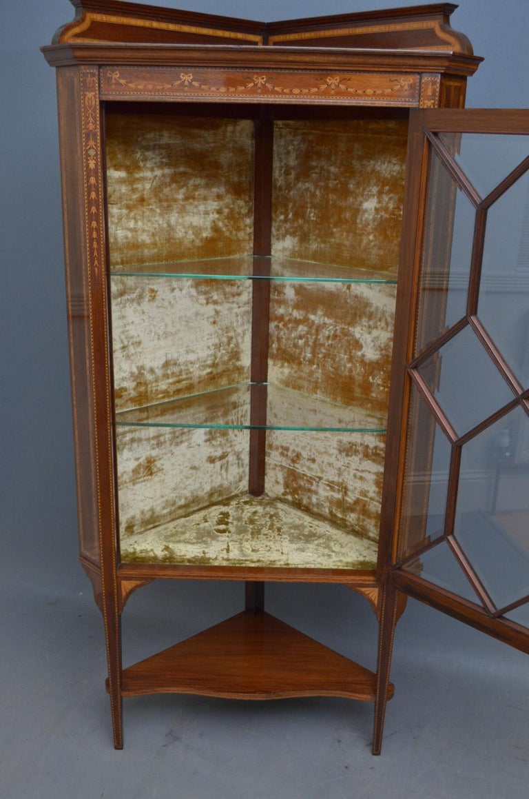 Edwardian Mahogany and Inlaid Corner Display Cabinet For ...