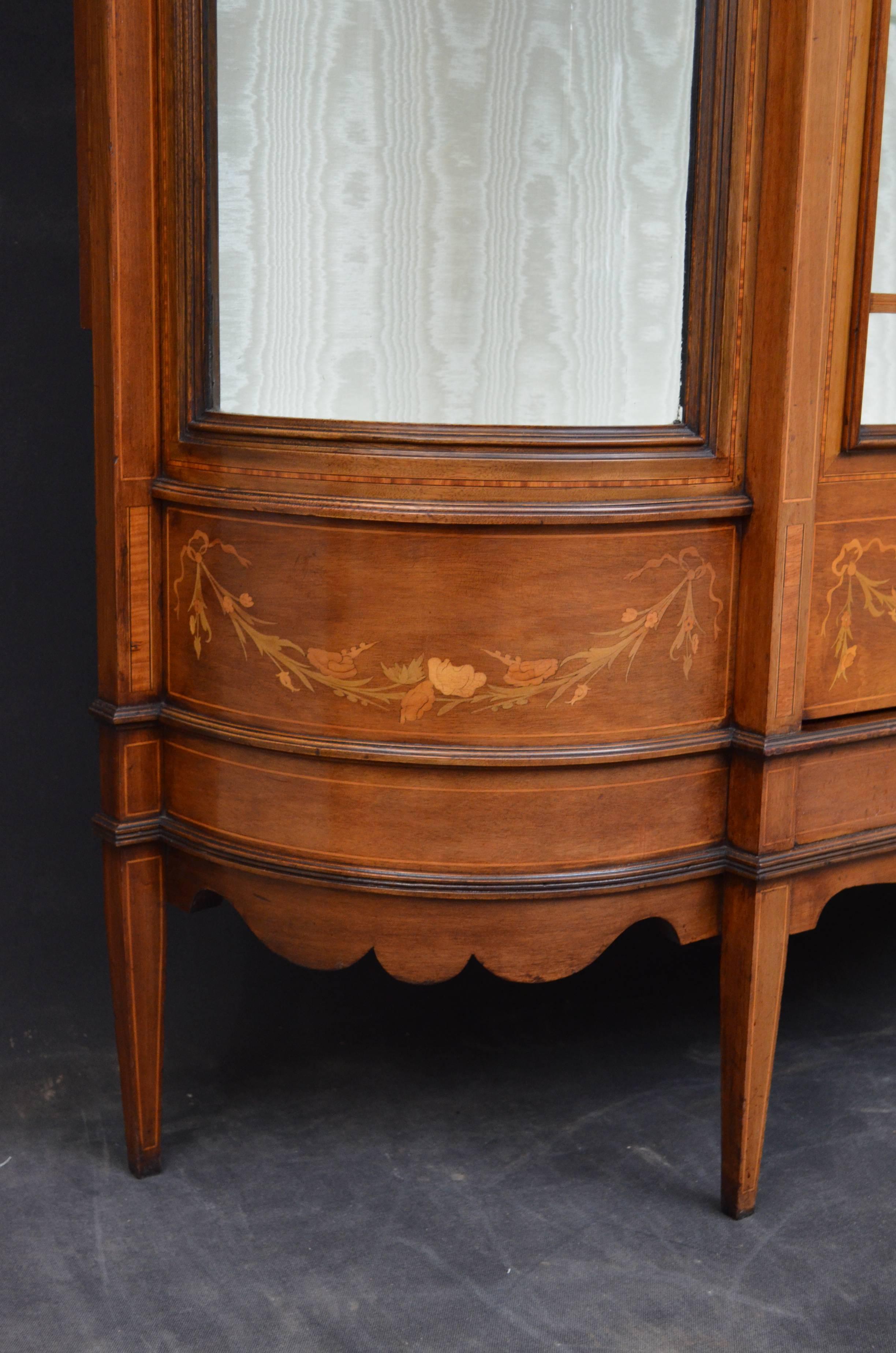 Edwardian Mahogany and Inlaid Display Cabinet 1