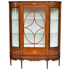 Antique Edwardian Mahogany and Inlaid Display Cabinet