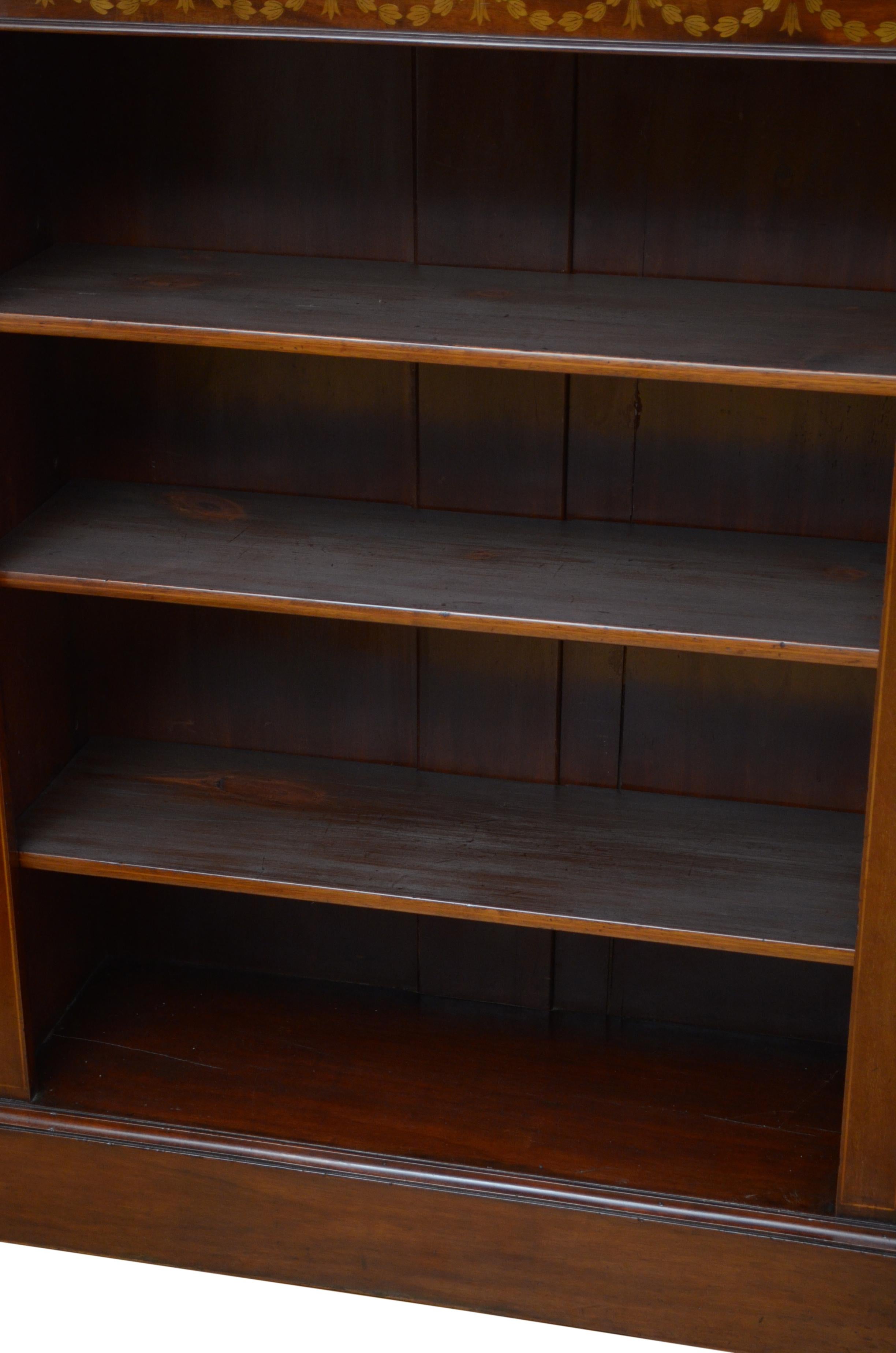 Edwardian Mahogany And Inlaid Open Bookcase 4