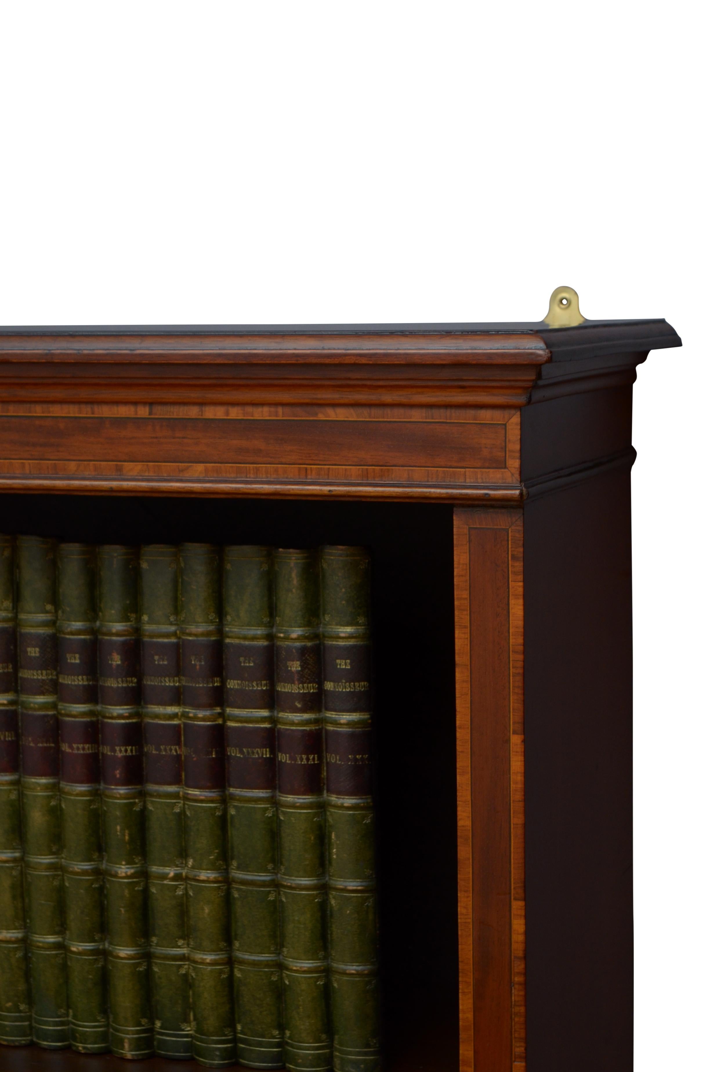 Edwardian Mahogany and Inlaid Open Bookcase For Sale 4