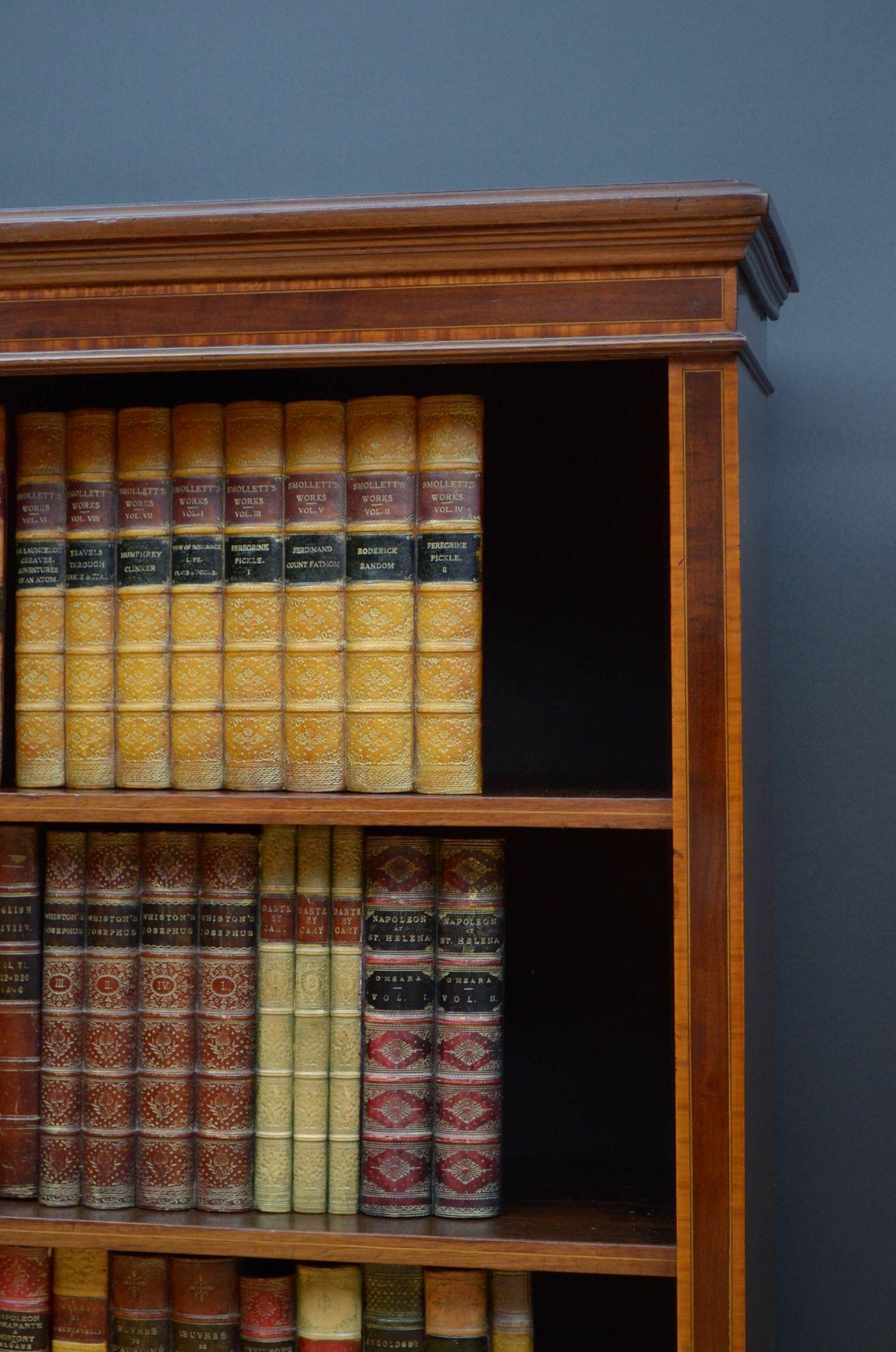 Edwardian Mahogany and Inlaid Open Bookcase 7