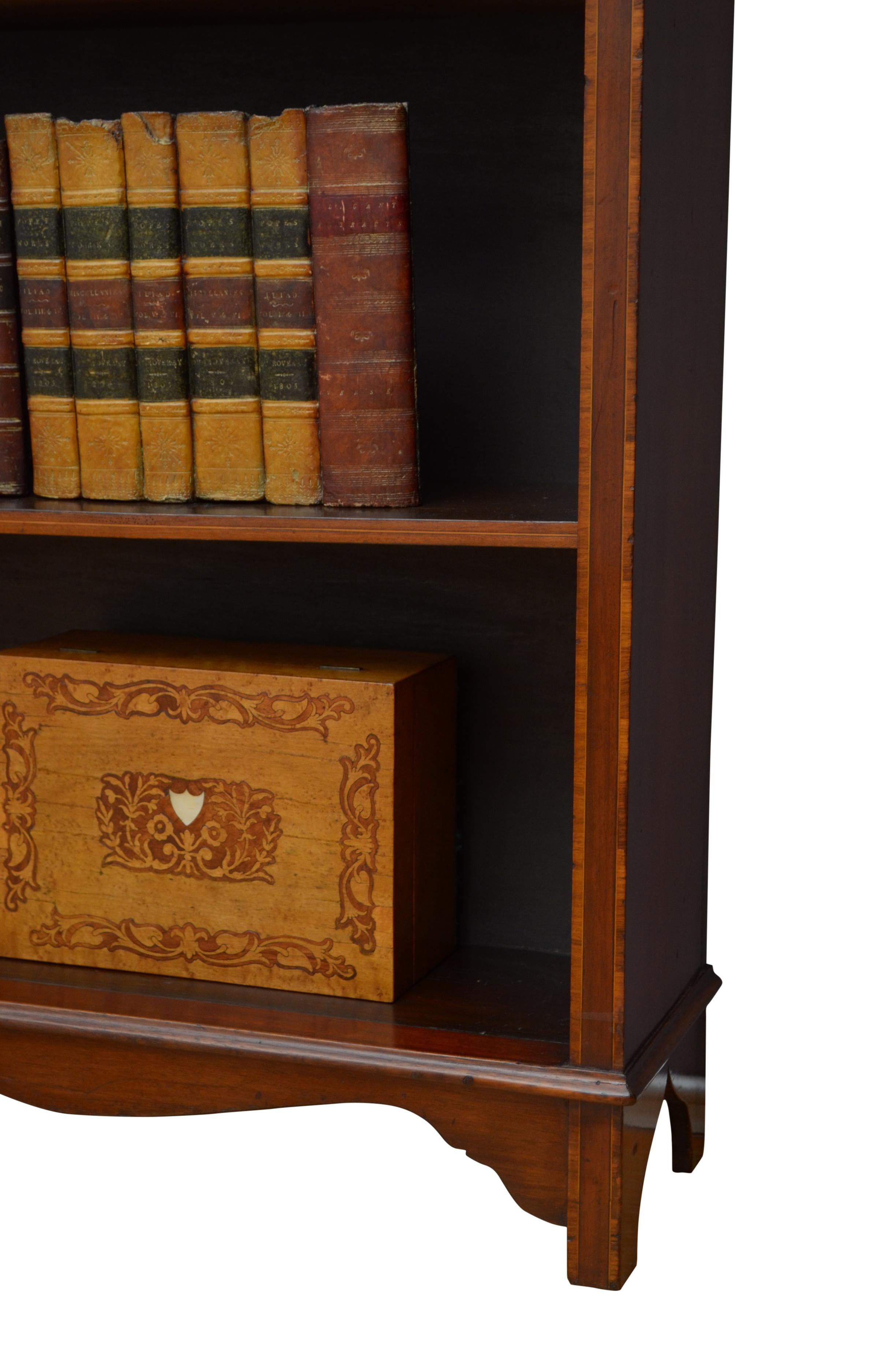 Edwardian Mahogany and Inlaid Open Bookcase For Sale 5