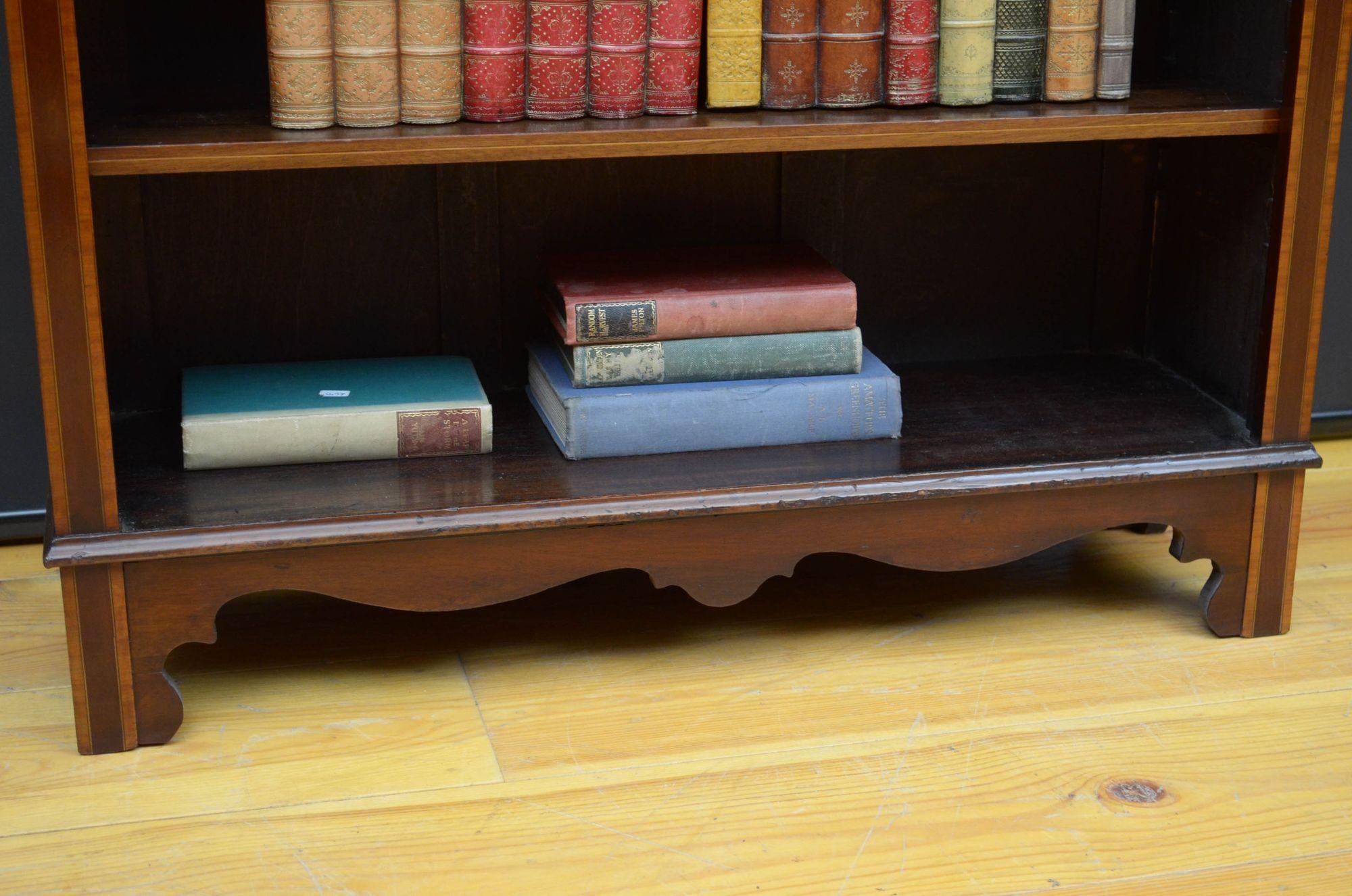 Edwardian Mahogany and Inlaid Open Bookcase 8