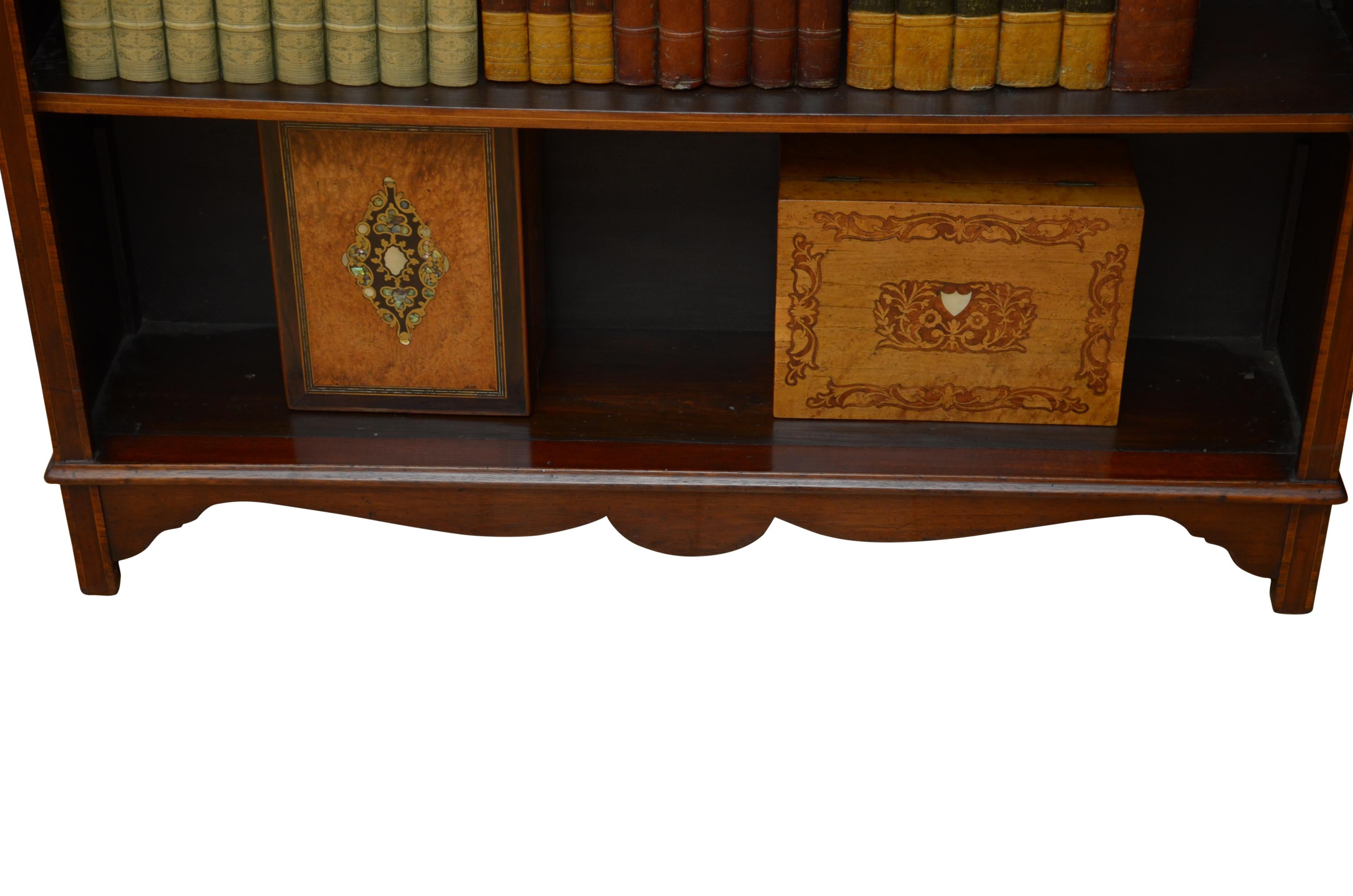 Edwardian Mahogany and Inlaid Open Bookcase For Sale 6