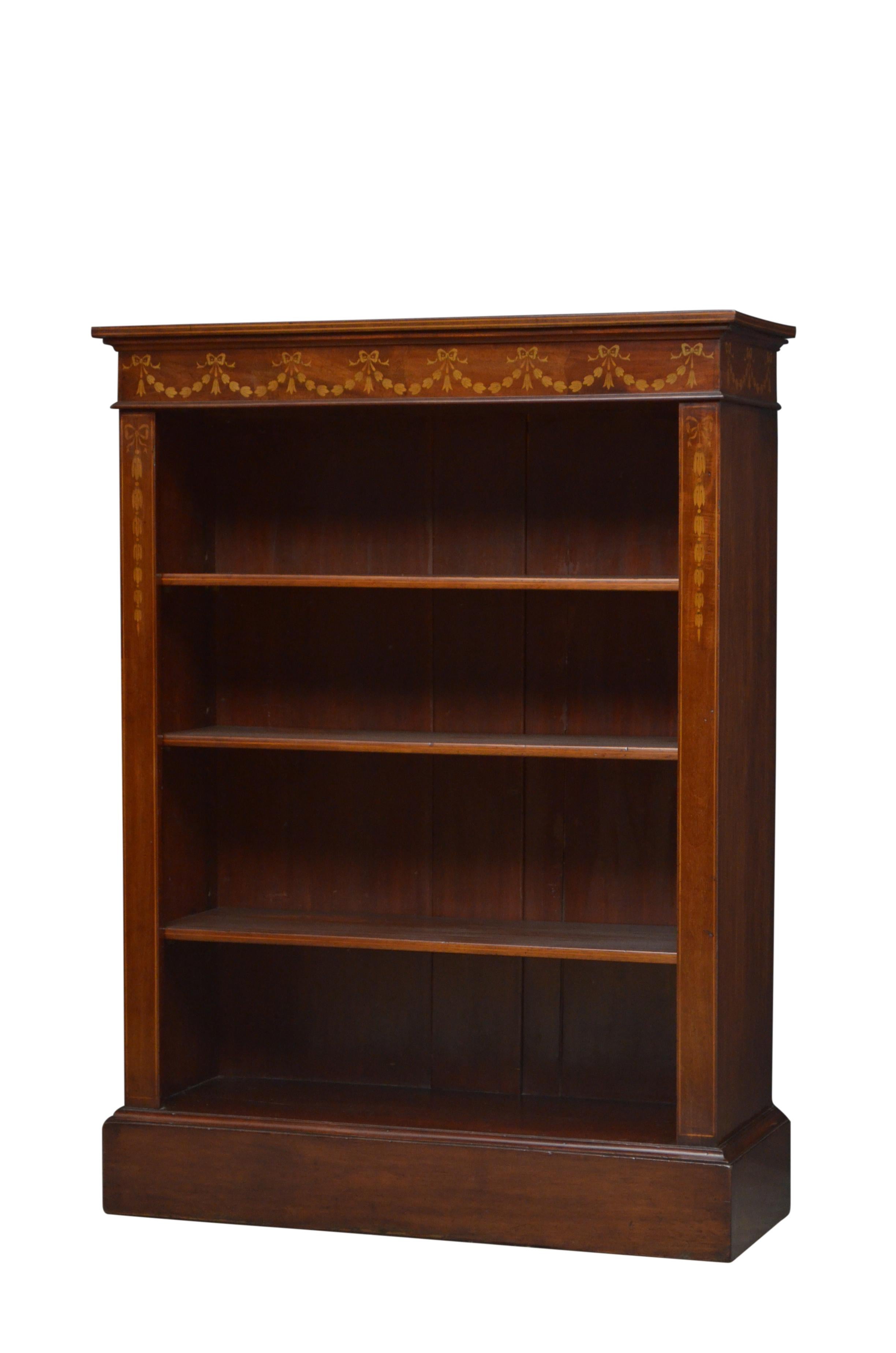 Edwardian Mahogany And Inlaid Open Bookcase 10