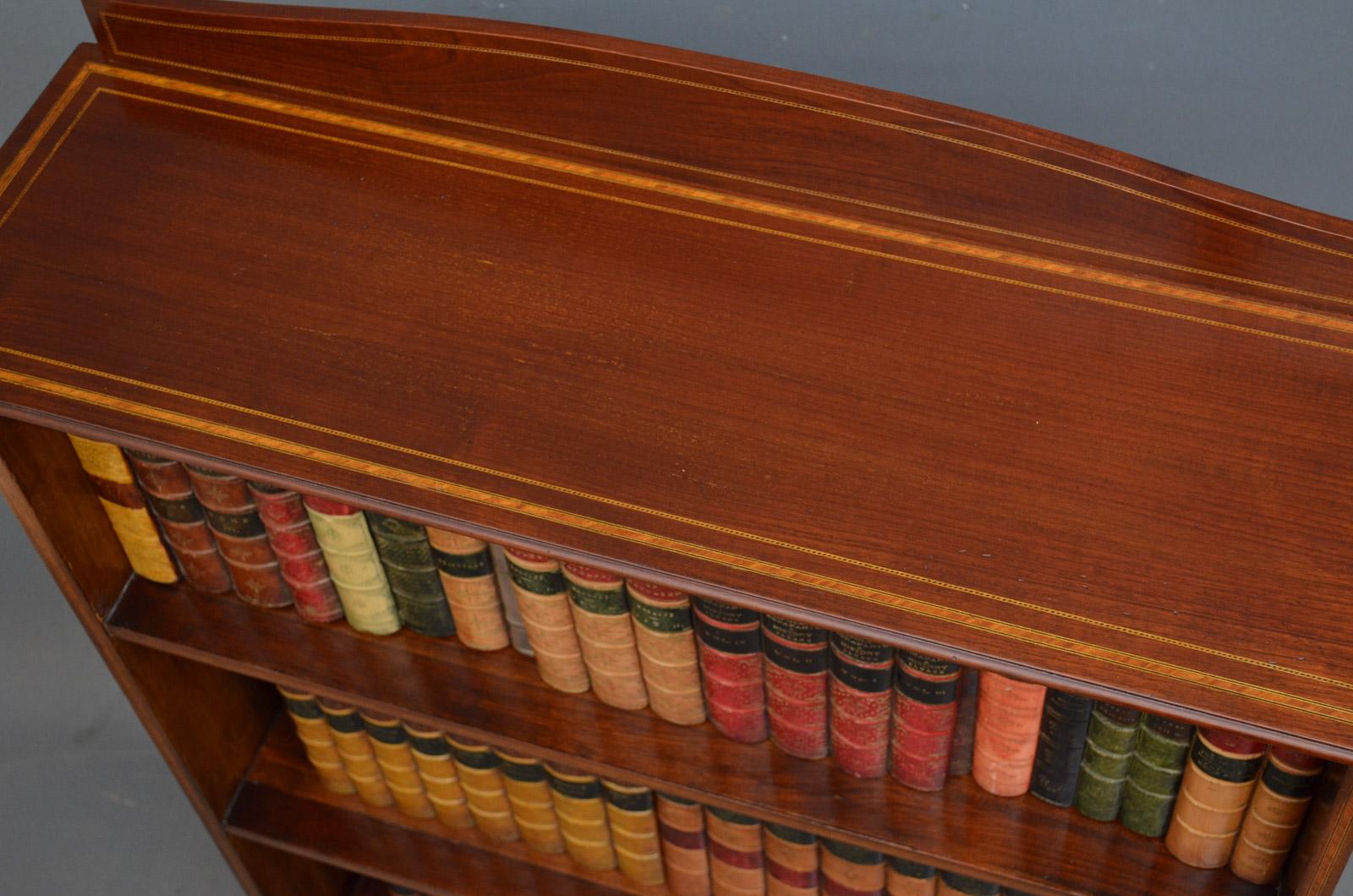 English Edwardian Mahogany and Inlaid Open Bookcase