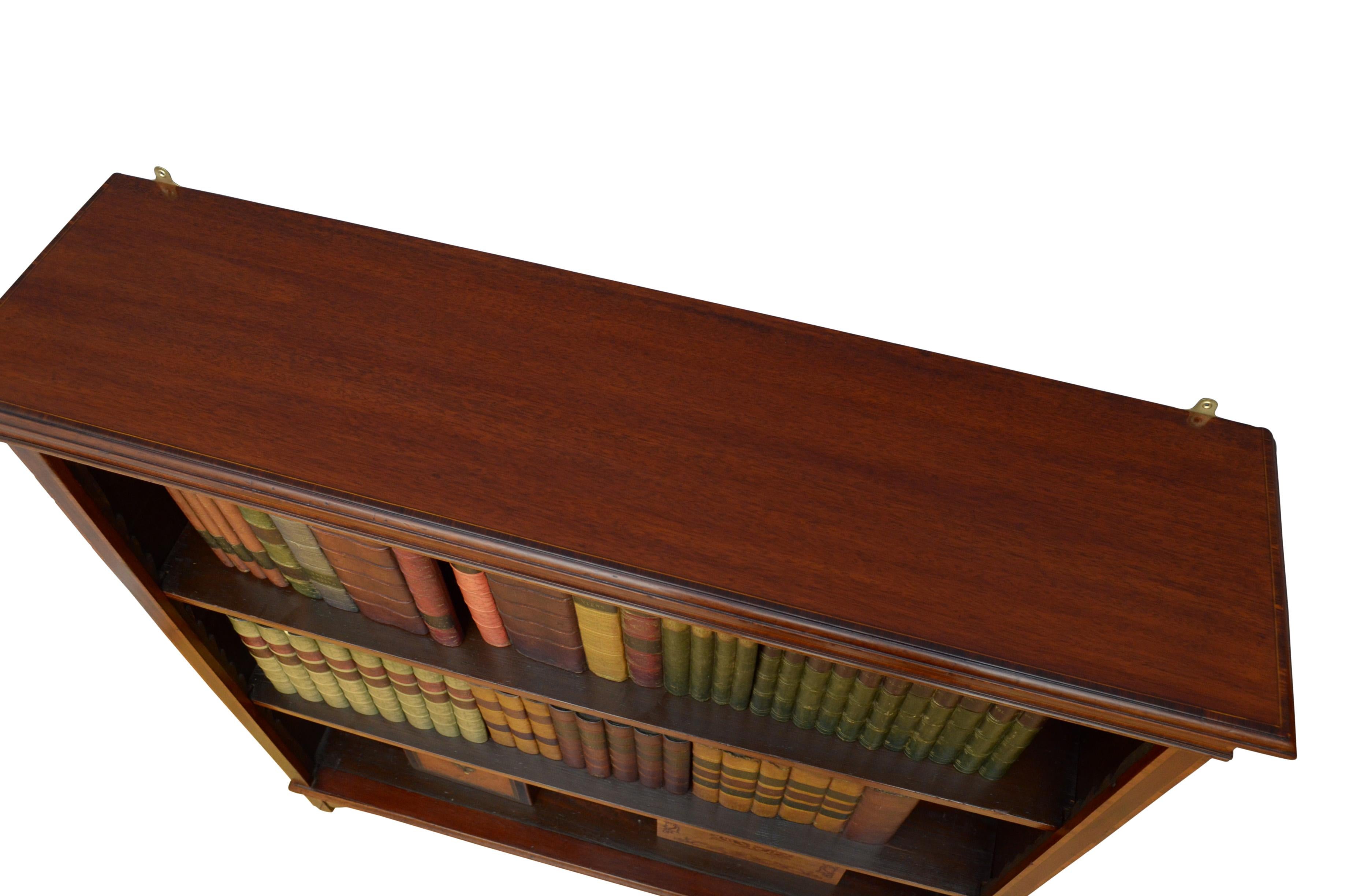 Offenes Bücherregal aus edwardianischem Mahagoni und Intarsien im Zustand „Gut“ im Angebot in Whaley Bridge, GB