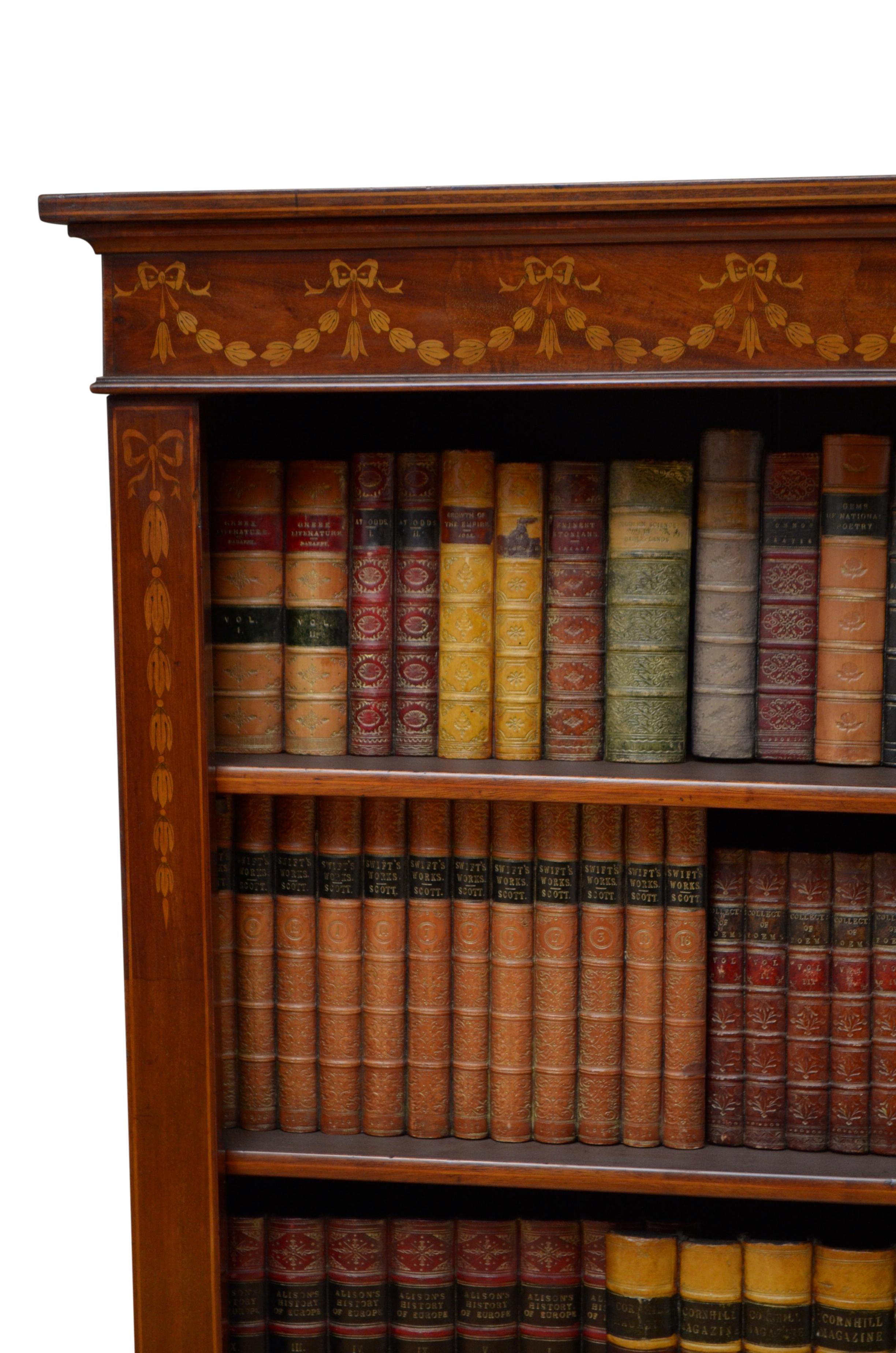 Early 20th Century Edwardian Mahogany And Inlaid Open Bookcase