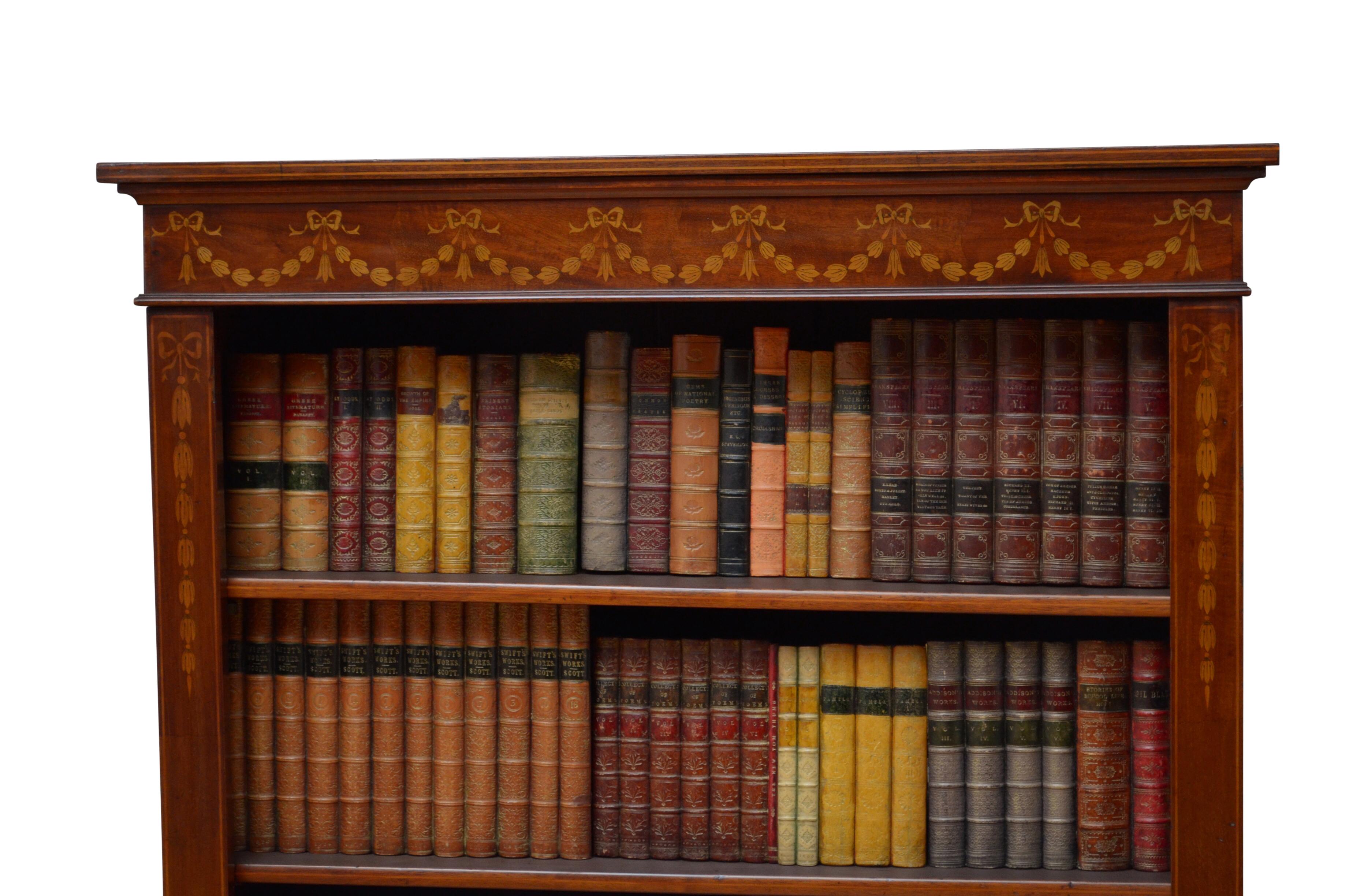 Edwardian Mahogany And Inlaid Open Bookcase 1
