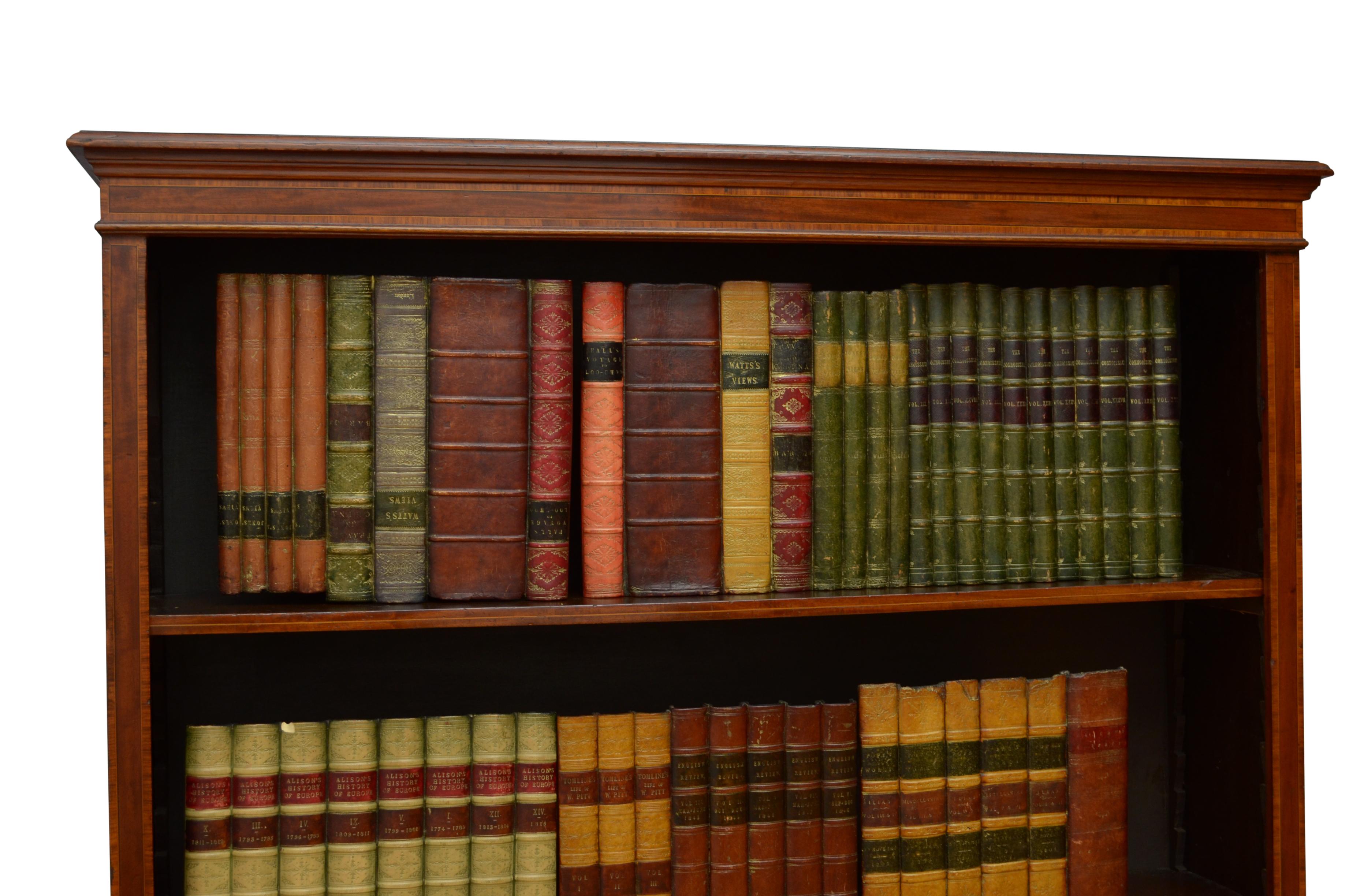 Edwardian Mahogany and Inlaid Open Bookcase For Sale 1