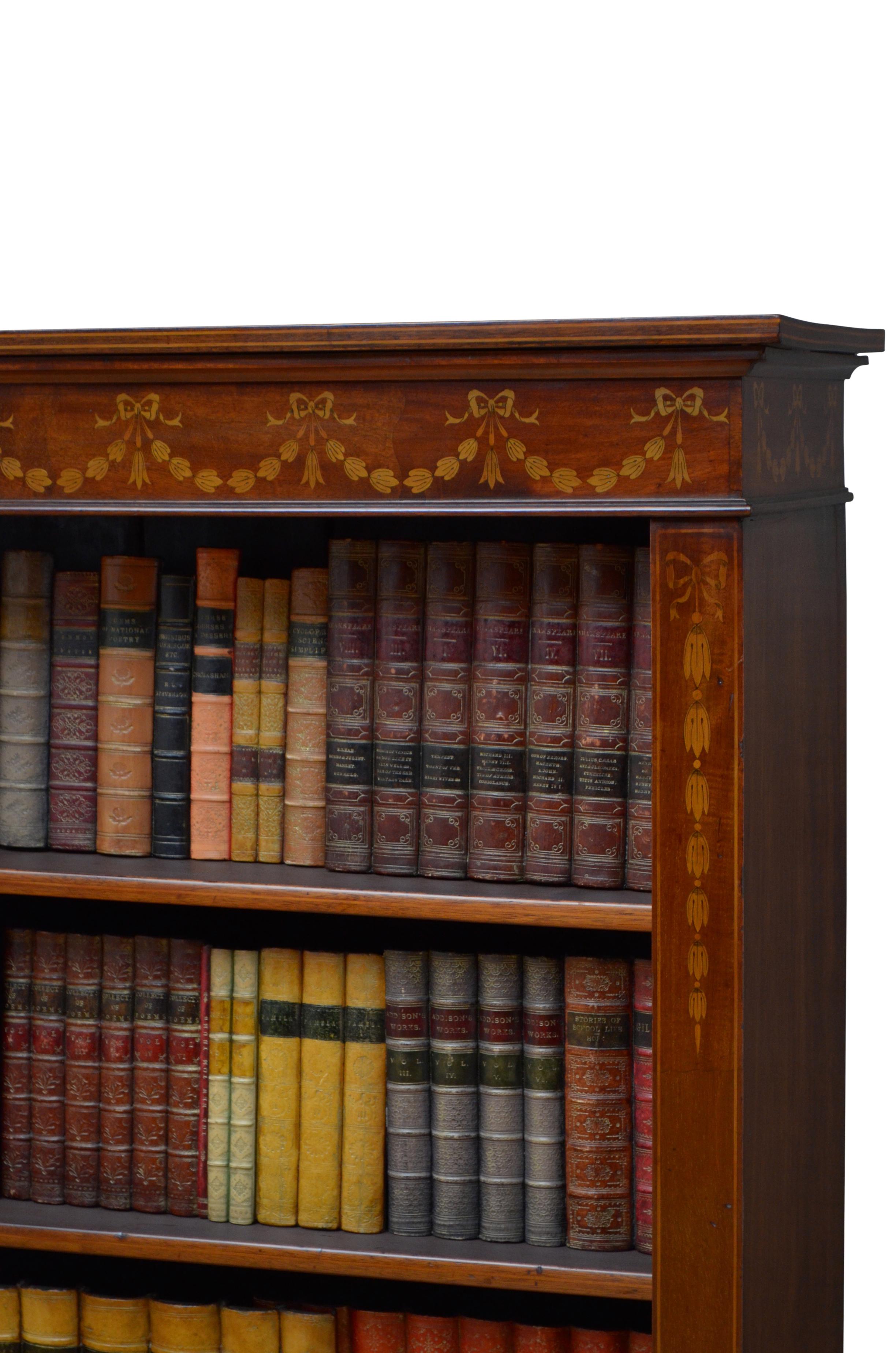 Edwardian Mahogany And Inlaid Open Bookcase 2