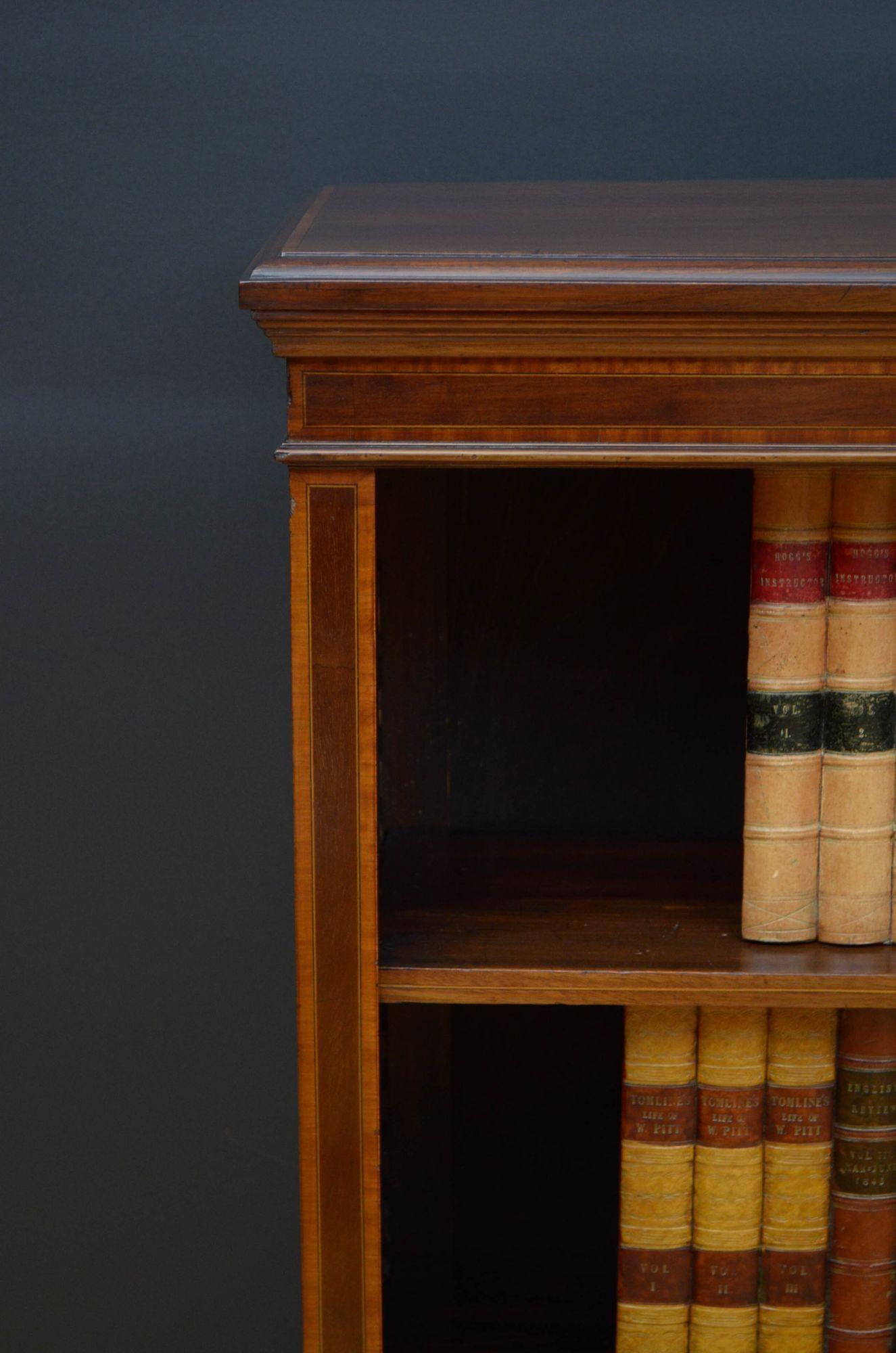Edwardian Mahogany and Inlaid Open Bookcase 4
