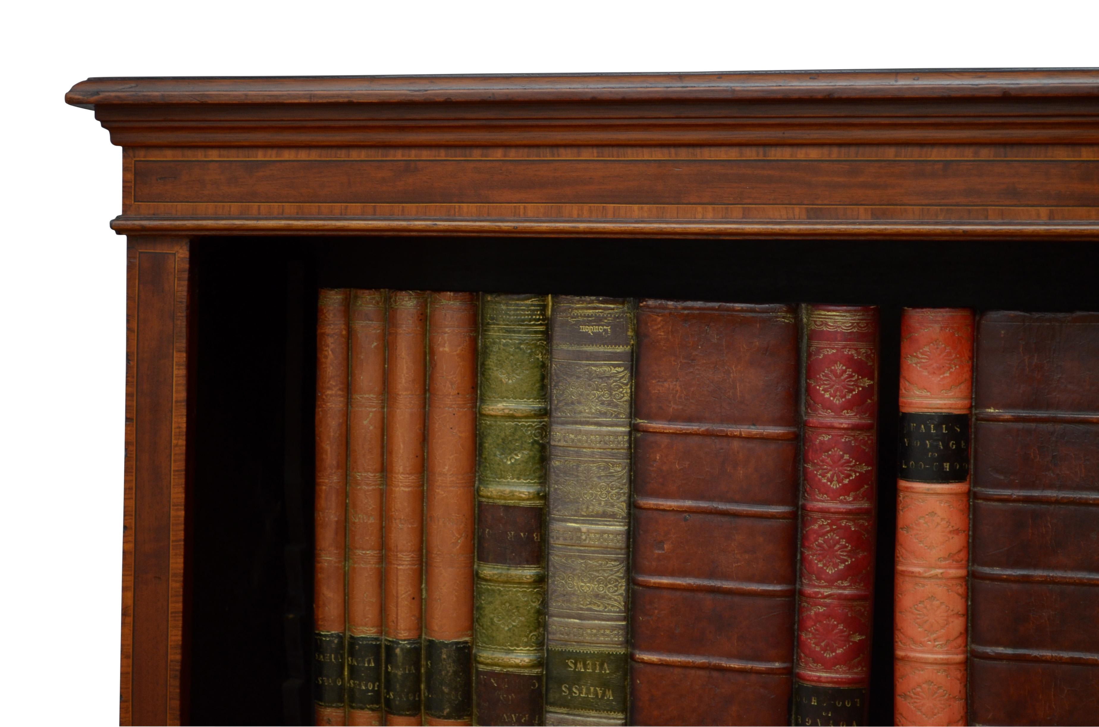 Edwardian Mahogany and Inlaid Open Bookcase For Sale 2