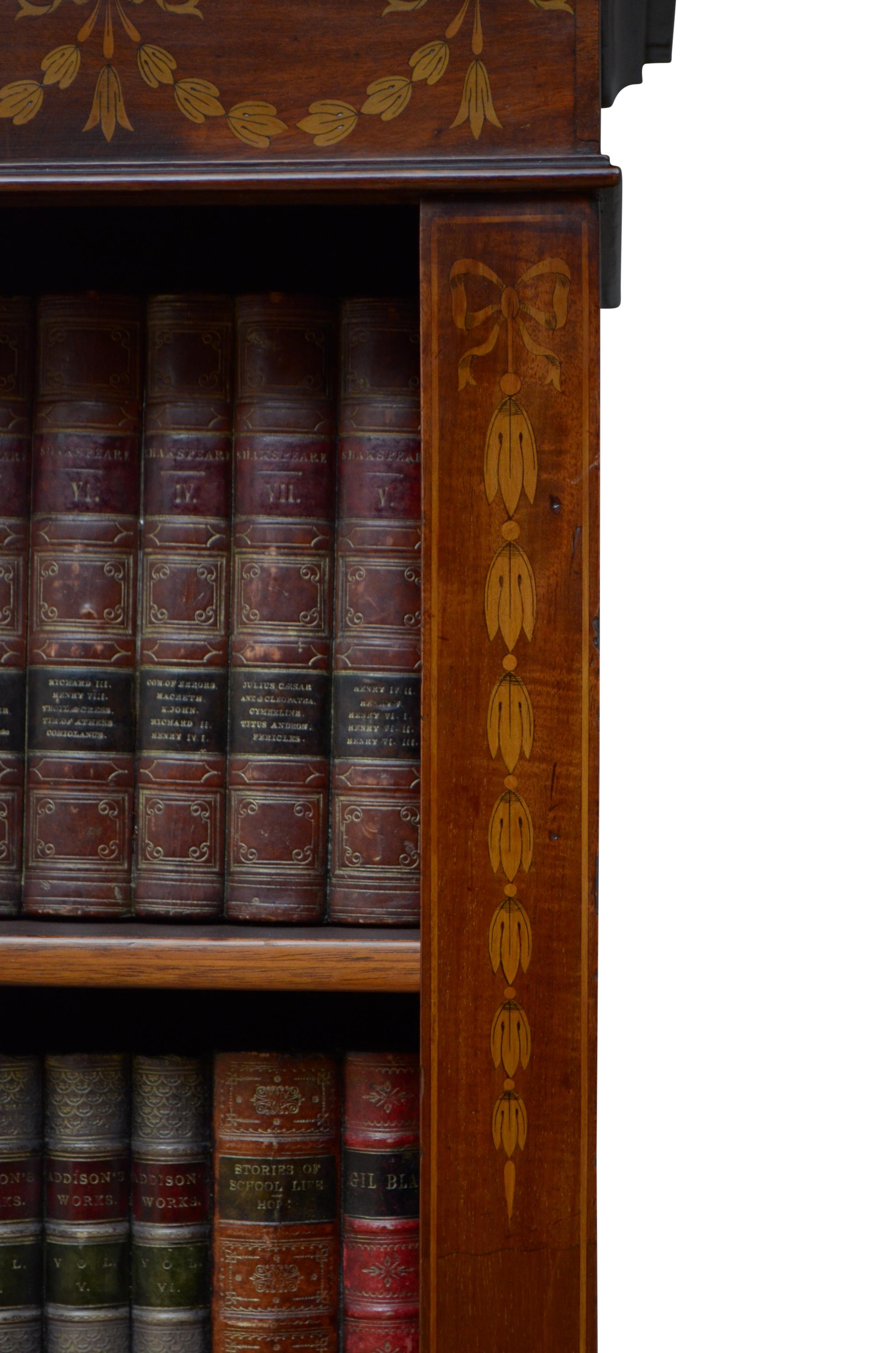 Edwardian Mahogany And Inlaid Open Bookcase 3