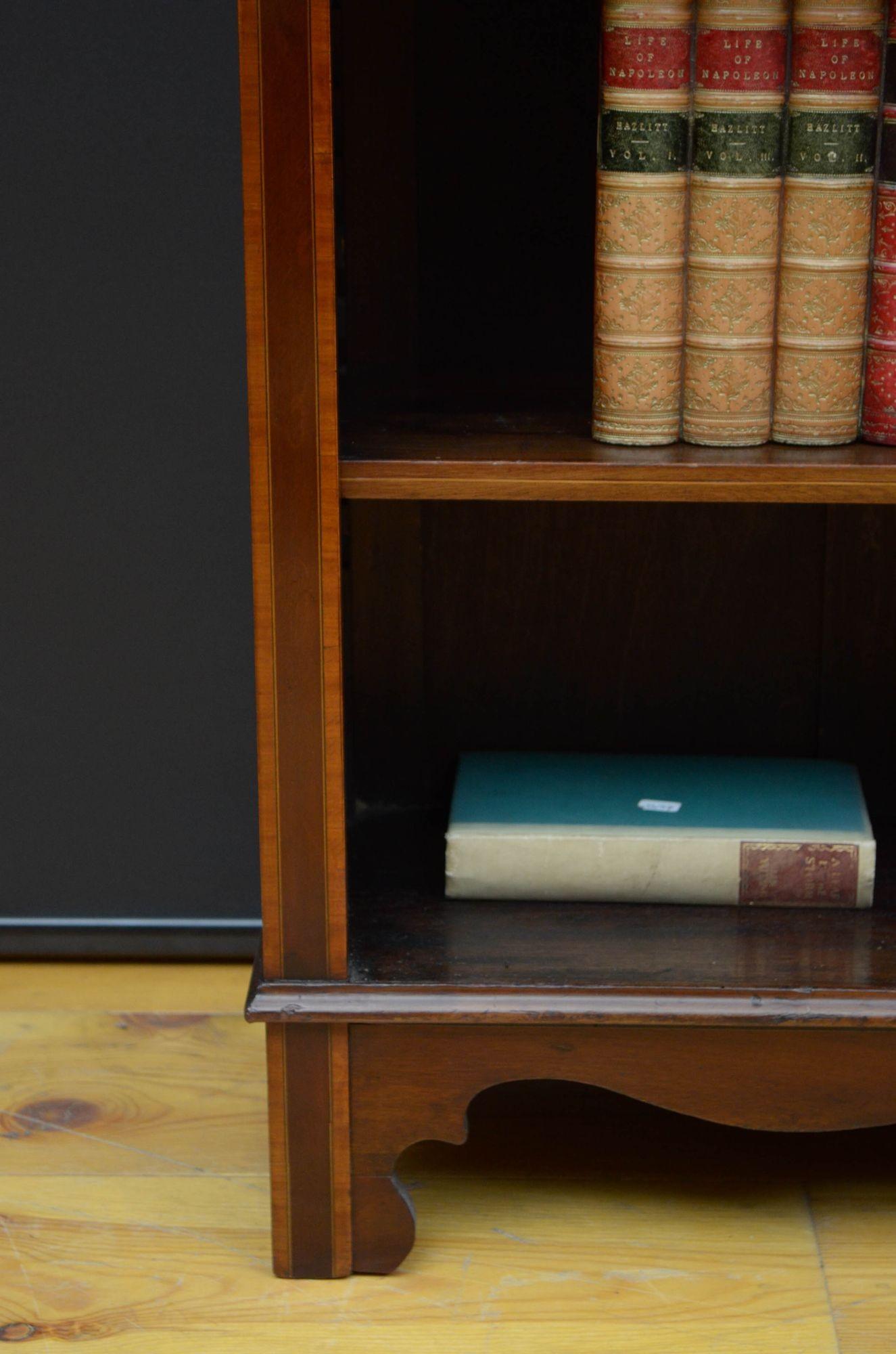 Edwardian Mahogany and Inlaid Open Bookcase 5