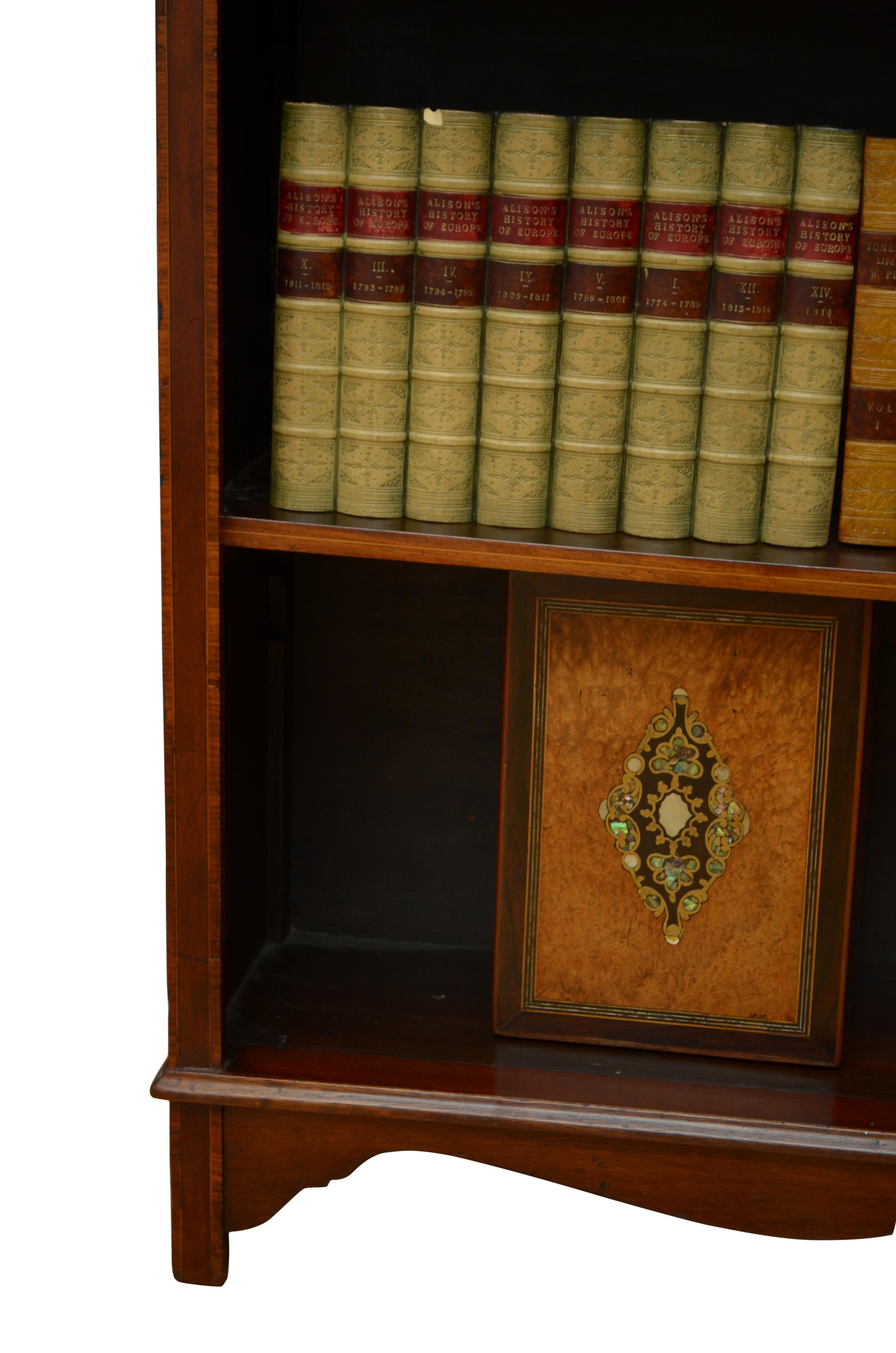 Edwardian Mahogany and Inlaid Open Bookcase For Sale 3