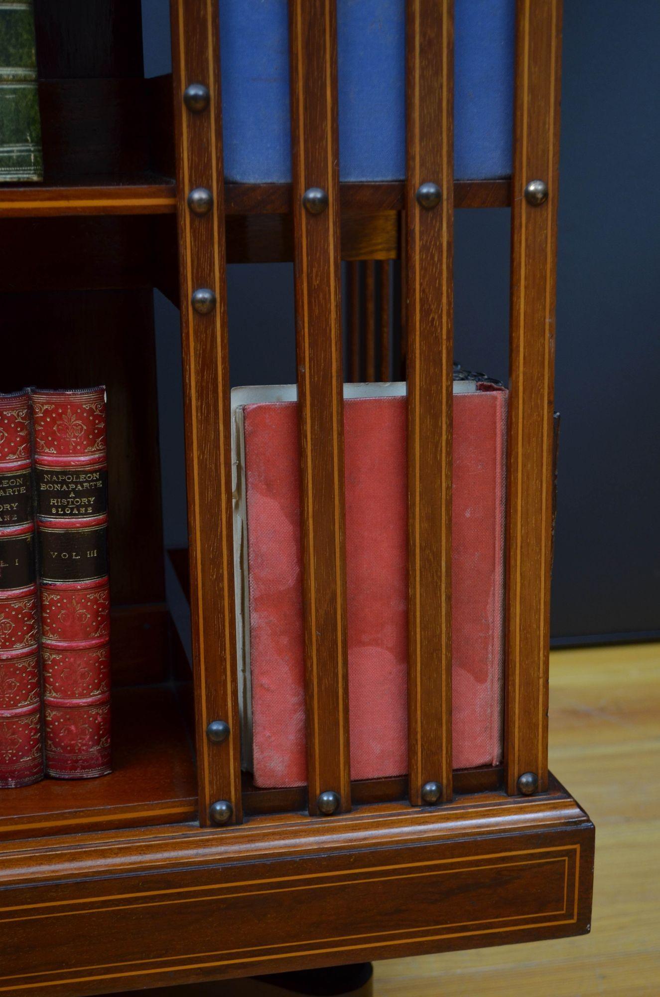 Edwardian Mahogany and Inlaid Revolving Bookcase 6