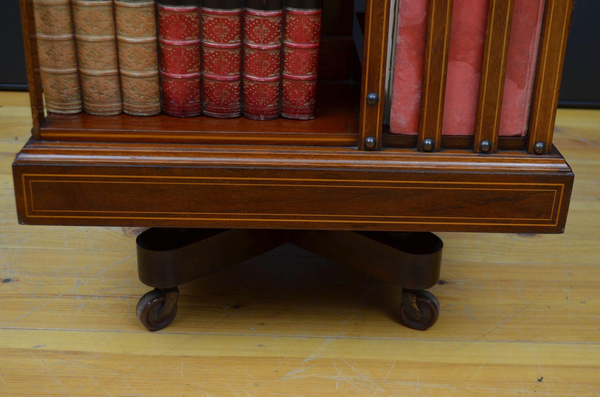 Edwardian Mahogany and Inlaid Revolving Bookcase 7