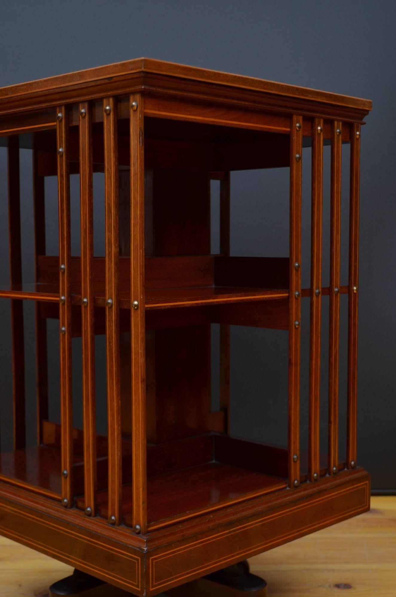 Edwardian Mahogany and Inlaid Revolving Bookcase 8