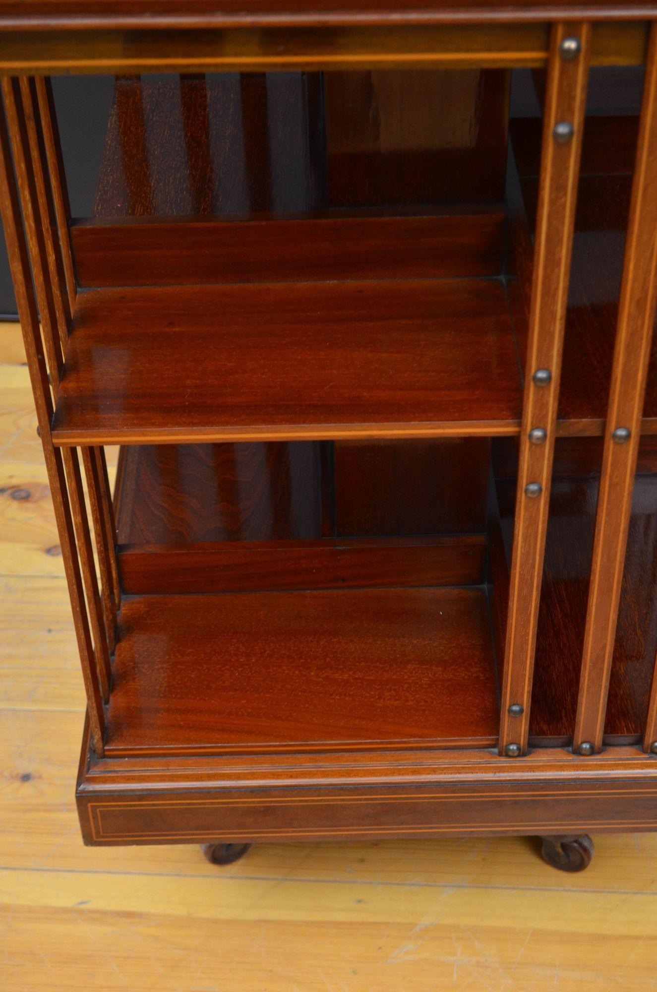 Edwardian Mahogany and Inlaid Revolving Bookcase 9