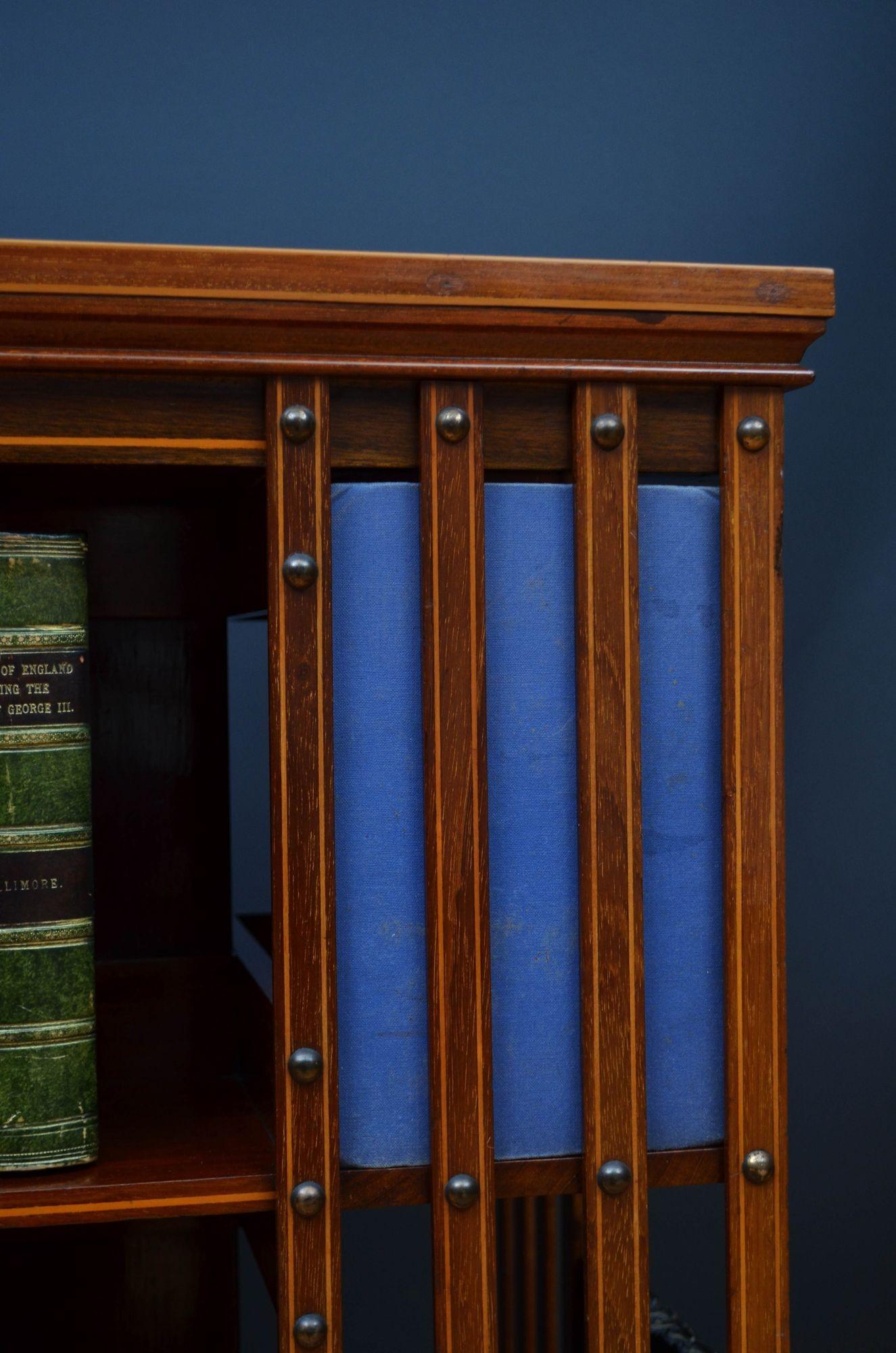 Edwardian Mahogany and Inlaid Revolving Bookcase 5