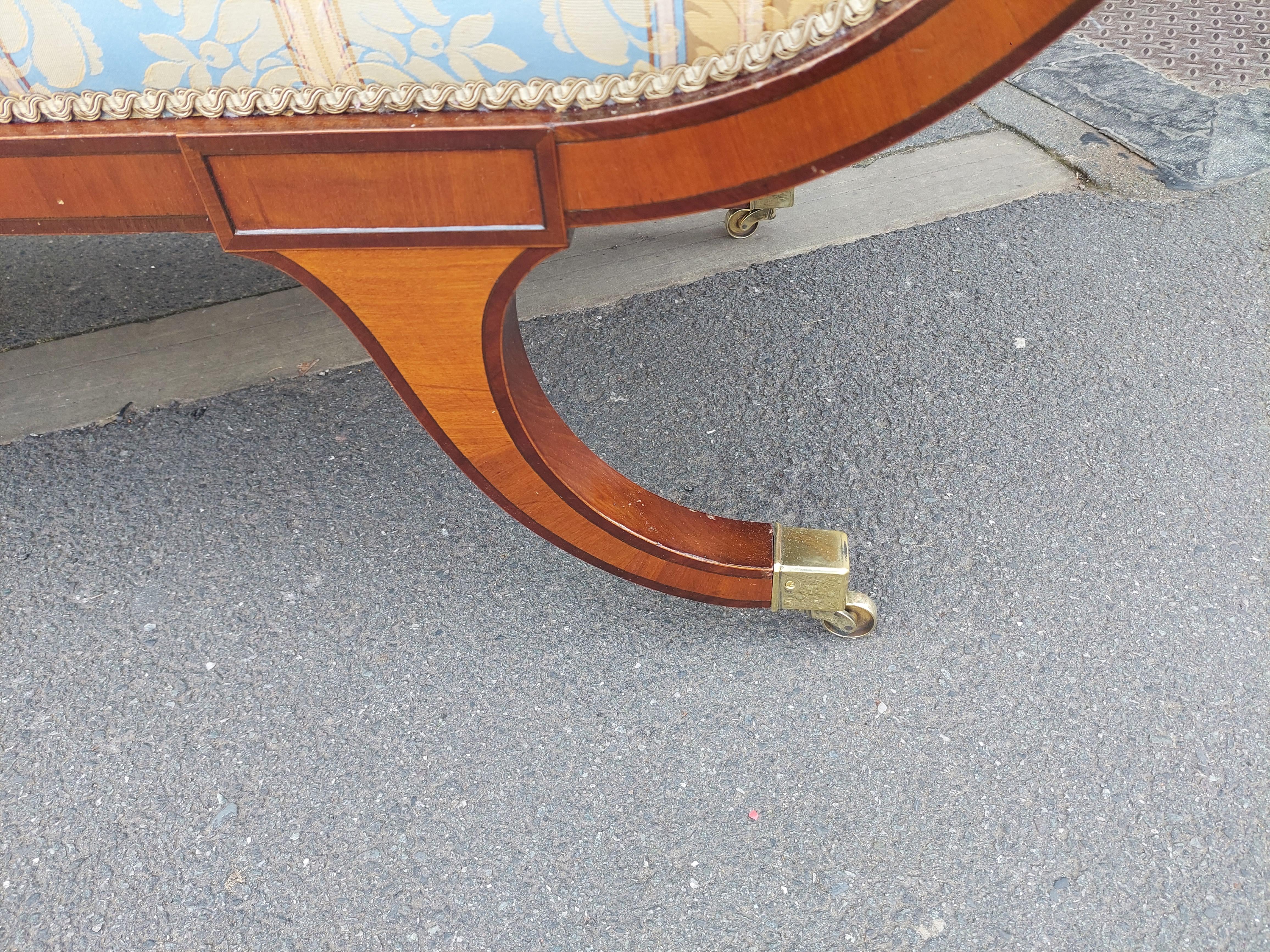 Edwardian Mahogany and Inlaid Window Seat Inglés en venta