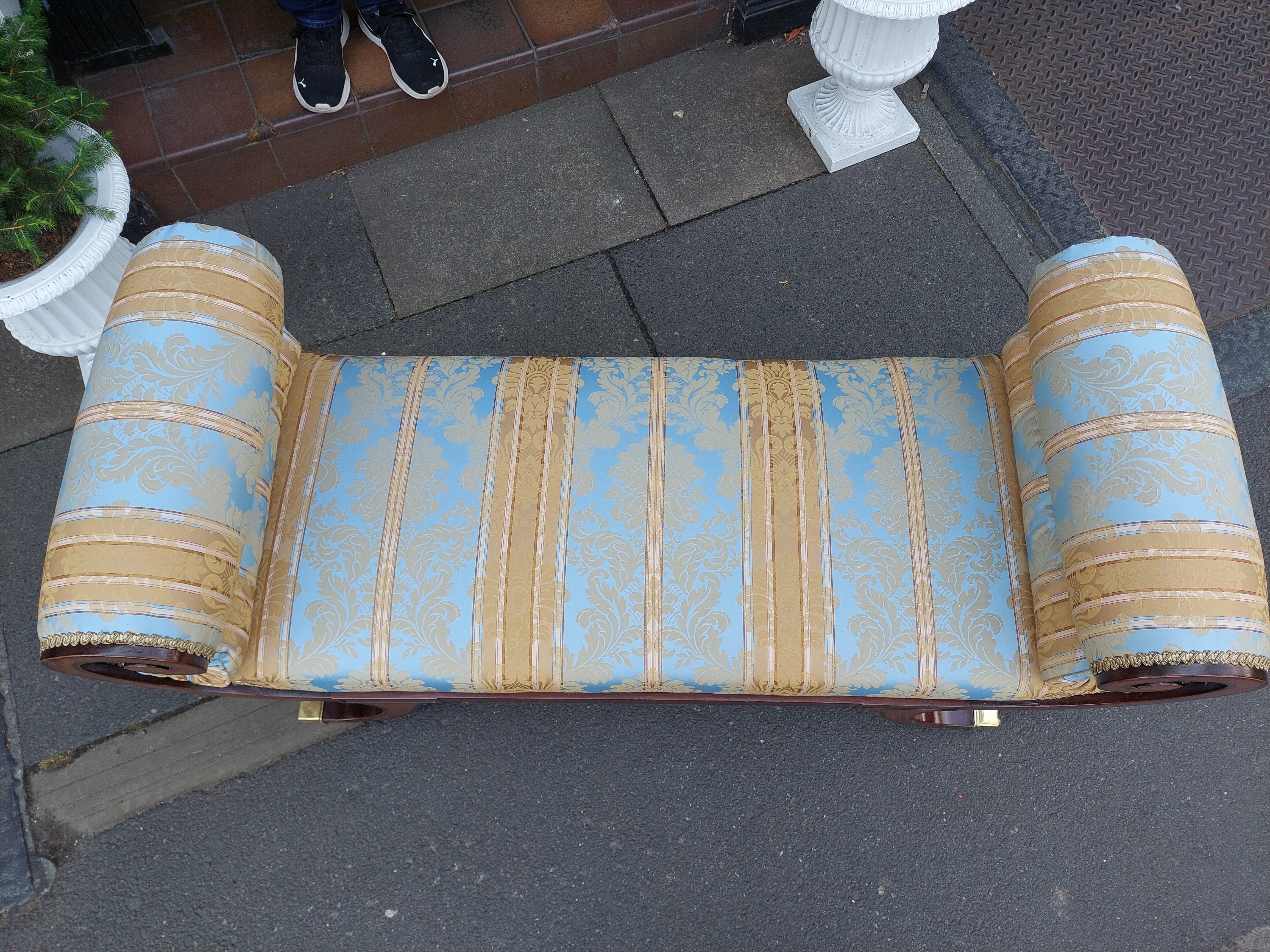 Edwardian Mahogany and Inlaid Window Seat Tapicería en venta