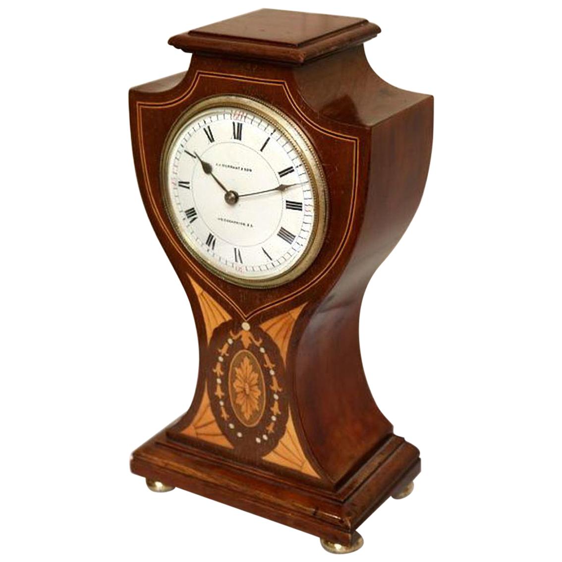 Edwardian Mahogany and Inlay Balloon Clock