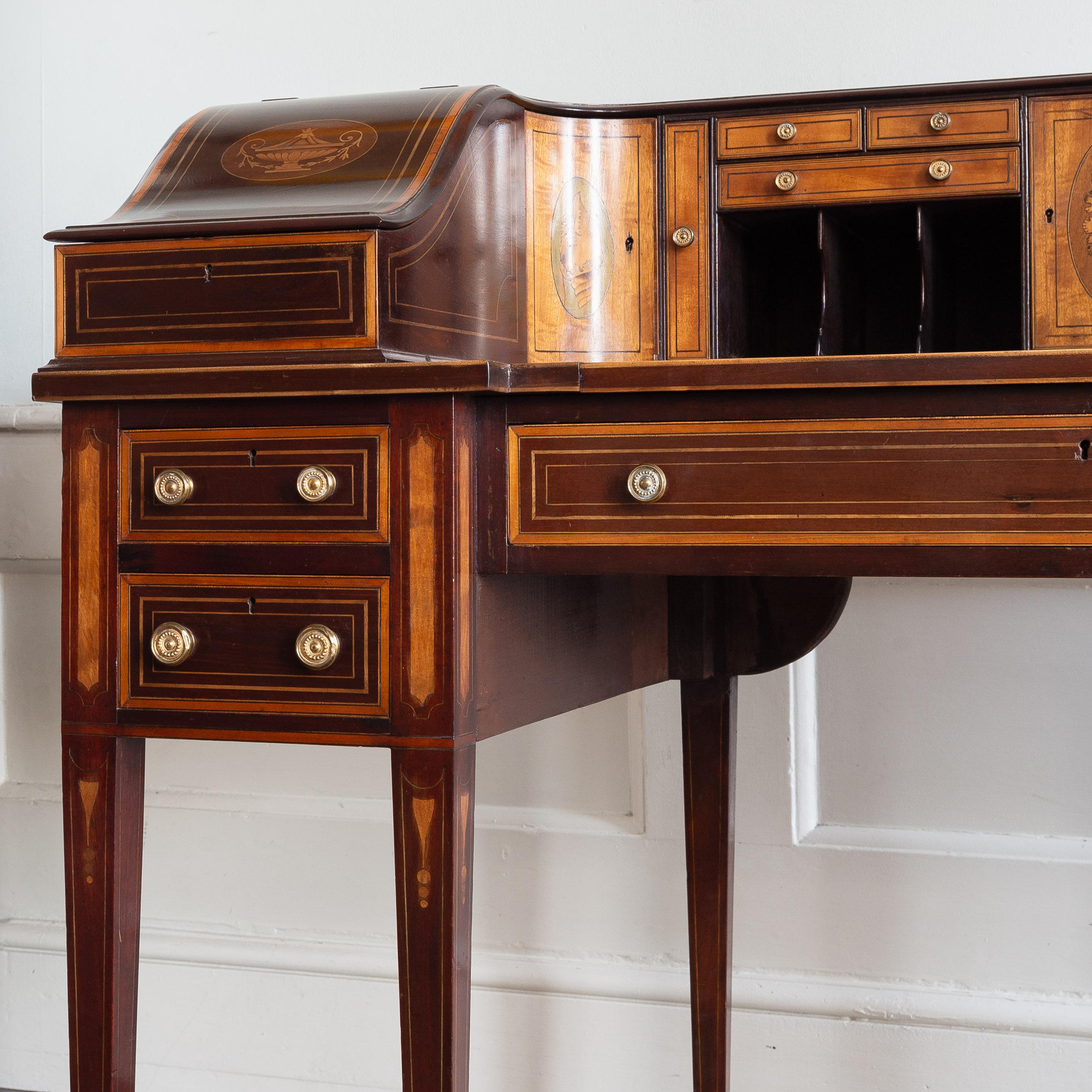Carlton House-Schreibtisch aus edwardianischem Mahagoni und Seidenholz im Angebot 7