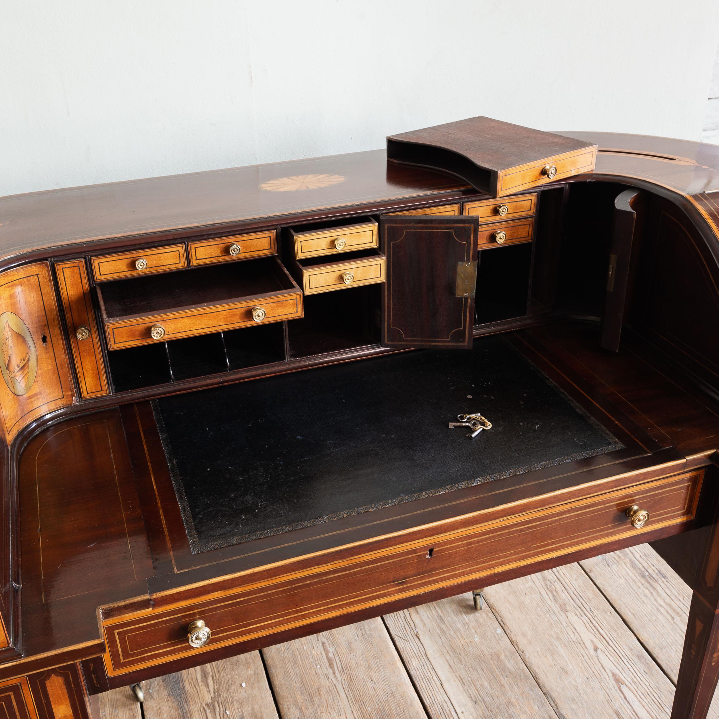 Carlton House-Schreibtisch aus edwardianischem Mahagoni und Seidenholz im Angebot 11