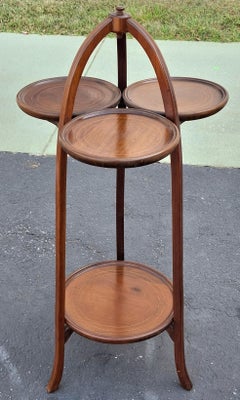 Edwardian Mahogany and Satinwood Inlaid Clover Muffin Stand Side Table