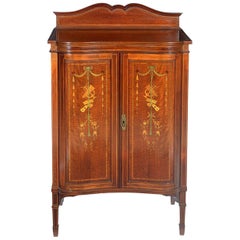Edwardian Mahogany and Satinwood Inlaid Music Cabinet