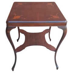 Vintage Edwardian Mahogany and Satinwood Marquetry Side Table