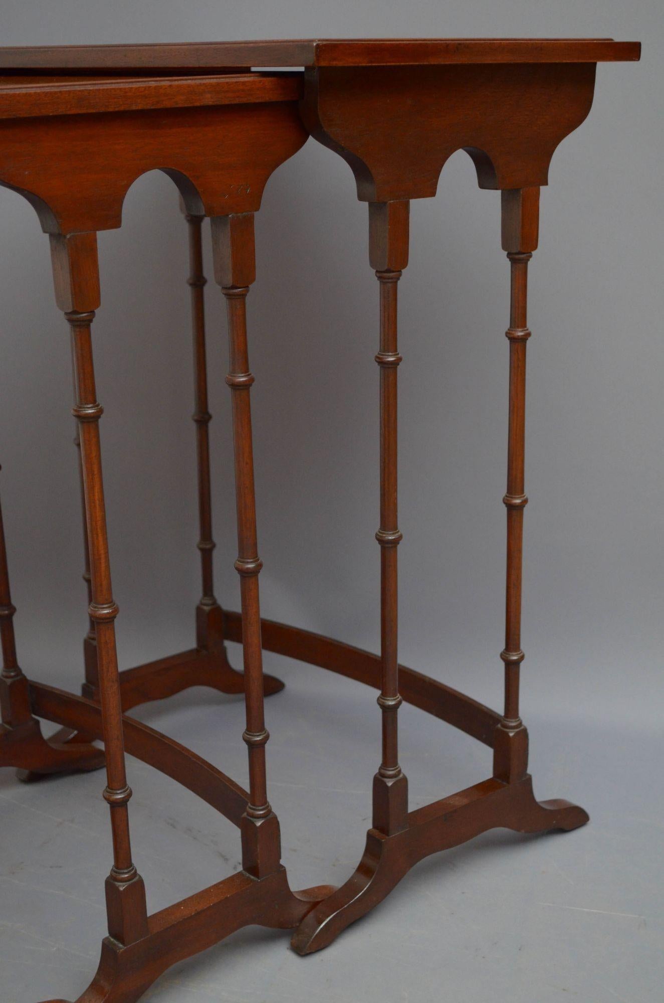 Edwardian Mahogany and Satinwood Nest of Tables For Sale 5