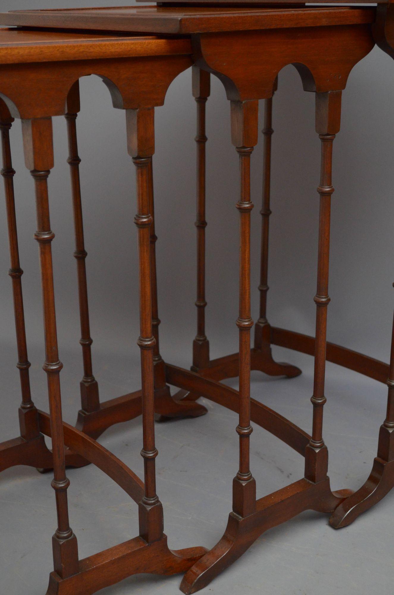 Edwardian Mahogany and Satinwood Nest of Tables For Sale 6