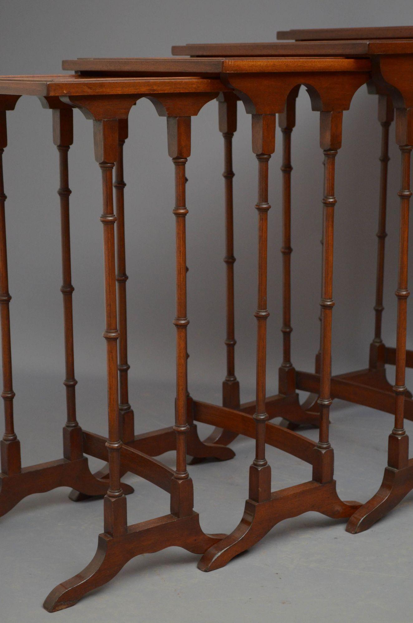 Edwardian Mahogany and Satinwood Nest of Tables For Sale 7