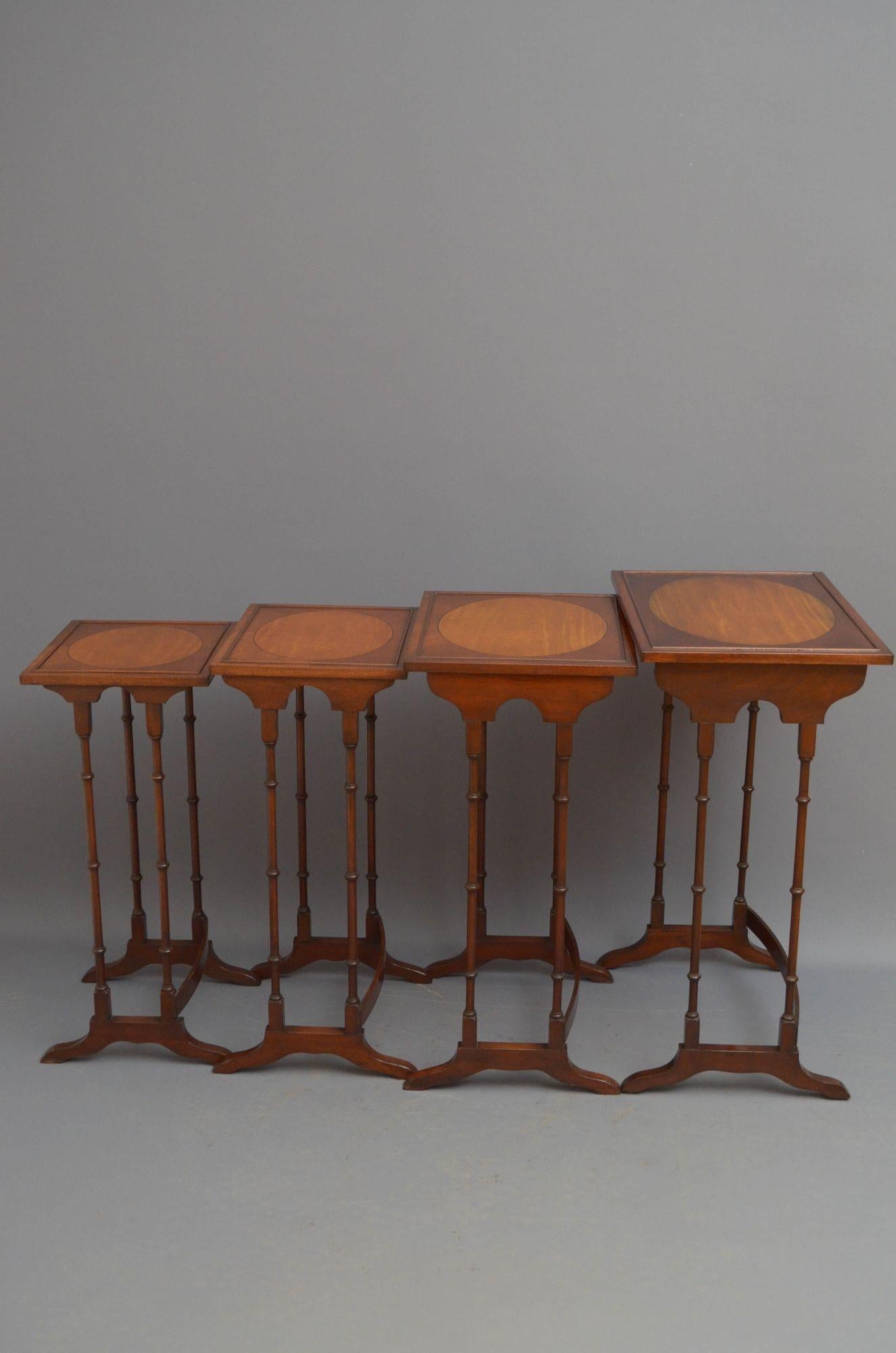 English Edwardian Mahogany and Satinwood Nest of Tables For Sale